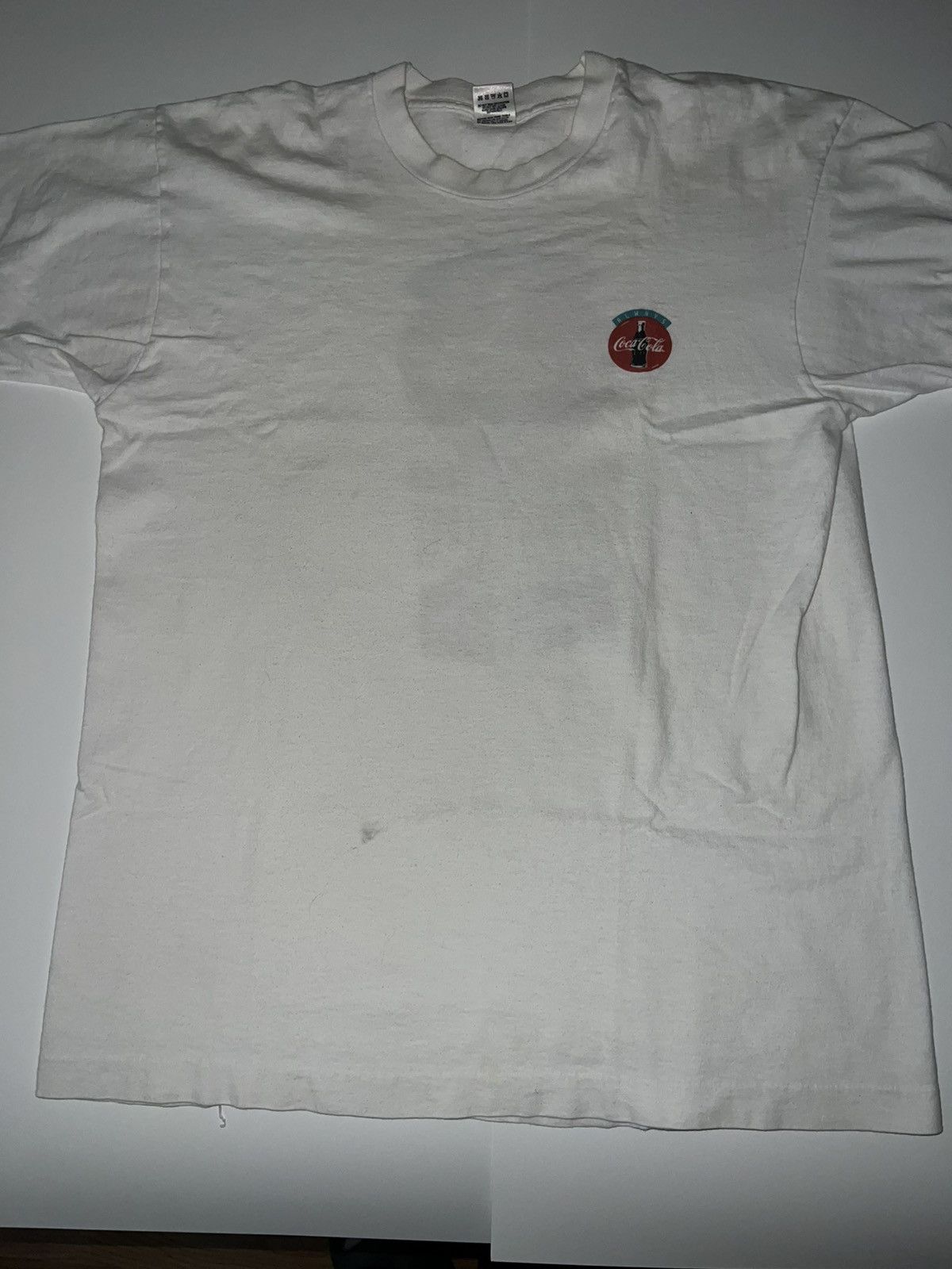 Fruit Of The Loom Vintage 90s Always Coca-Cola Single Stitch Spell Out Tee Size US L / EU 52-54 / 3 - 2 Thumbnail
