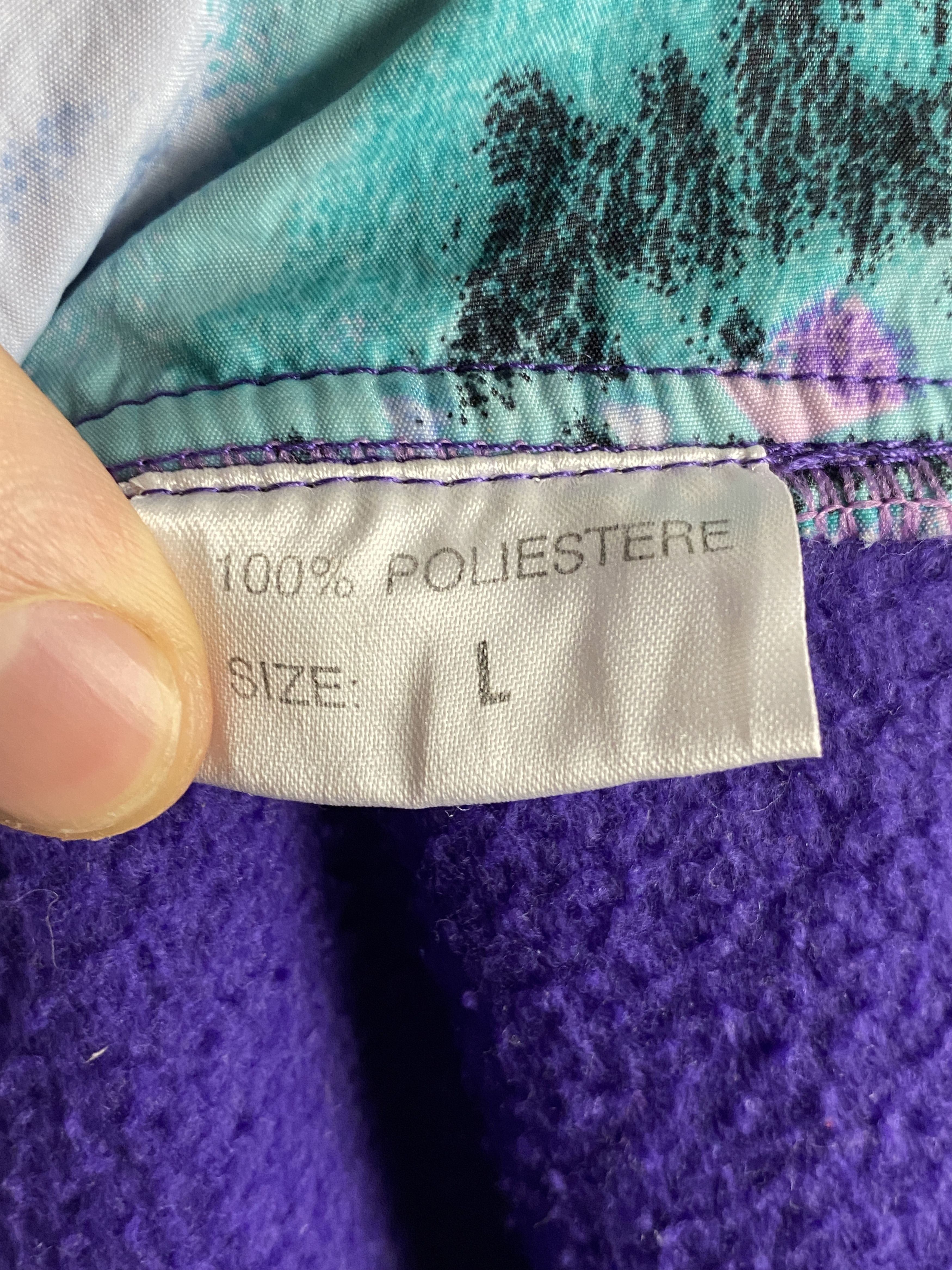 Vintage 90s Vintage Men's Abstract Half Zip Fleece - L Size US L / EU 52-54 / 3 - 4 Thumbnail