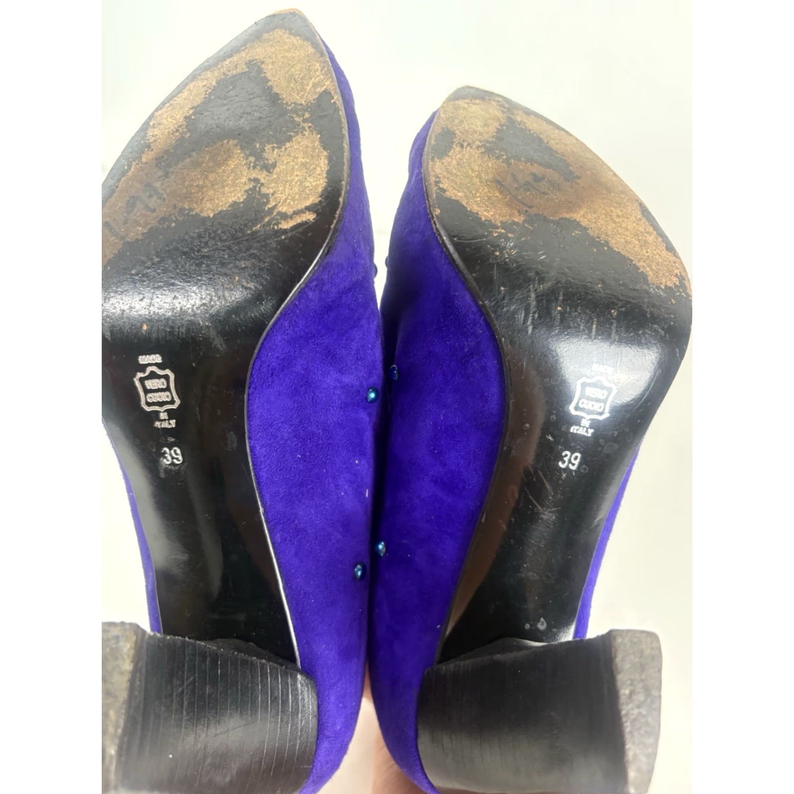 Kenneth Cole KENNETH COLE Block Heel Pumps Womens Size 8 Purple Suede Slip On High Heel 80s Retro Size US 8 / IT 38 - 7 Thumbnail