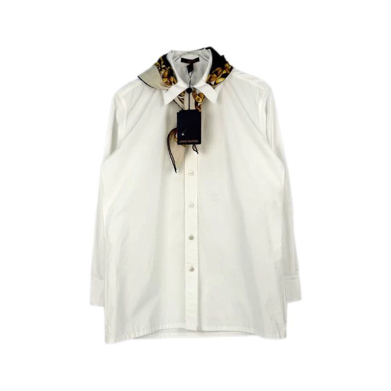 Louis Vuitton Louis Vuitton White embroidered logo scarf collar shirt 250 Size XS / US 0-2 / IT 36-38 - 1 Thumbnail