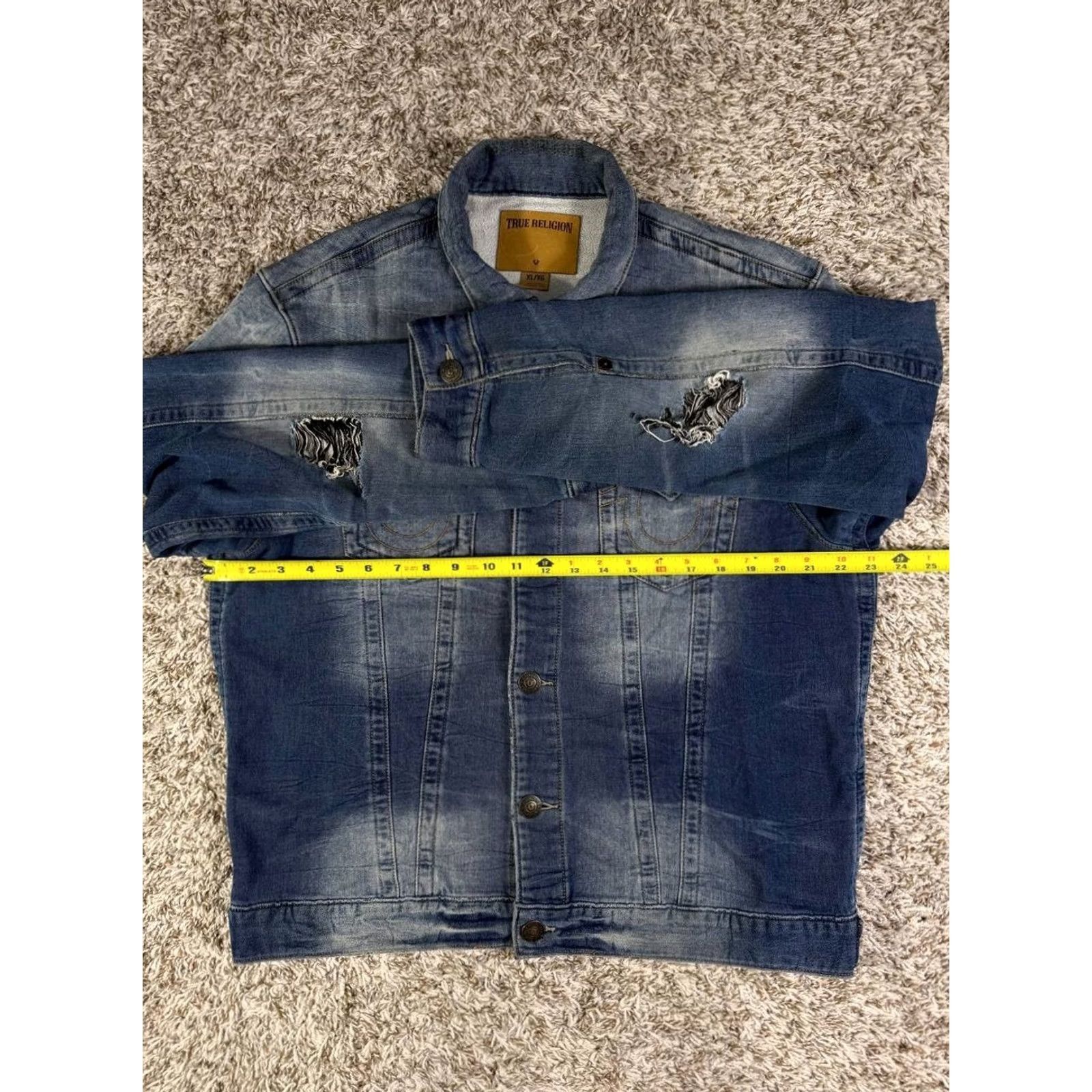 True Religion True Religion Jimmy Denim Jacket Slim Men's Size XL Blue Cotton Button Bomber Size US XL / EU 56 / 4 - 7 Thumbnail