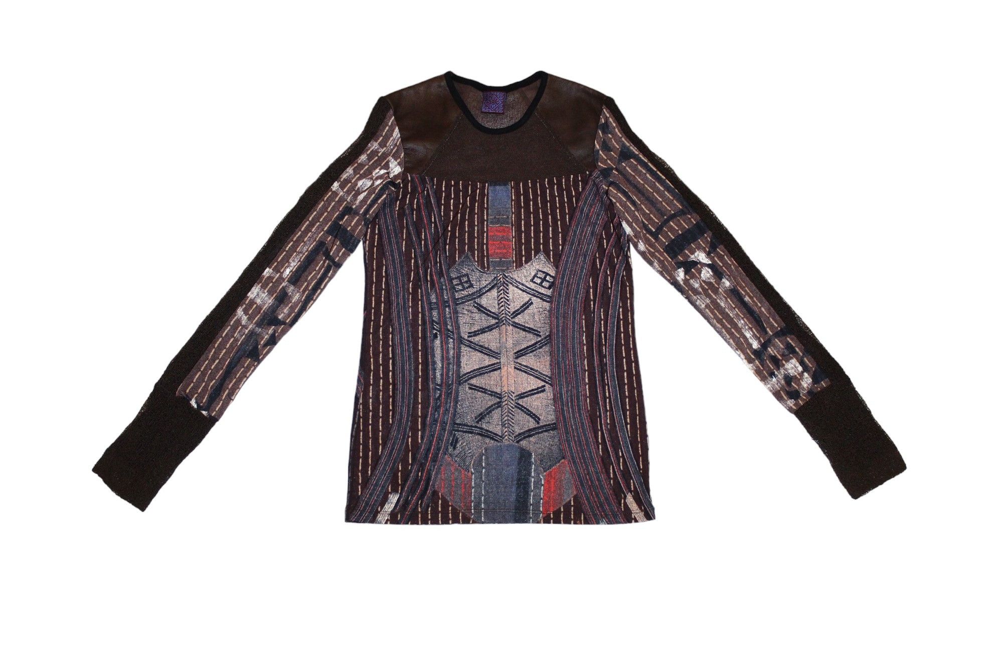 Jean Paul Gaultier 💥 Legatte Jeans Marco Fantini Leather Trim Mesh Top Size S / US 4 / IT 40 - 3 Thumbnail