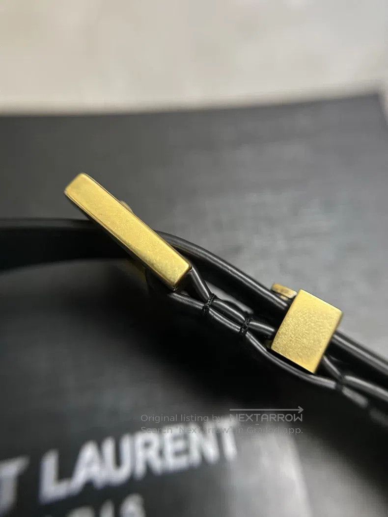 Saint Laurent Paris Saint Laurent Paris Black gold logo emblem needle buckle b Size ONE SIZE - 5 Thumbnail
