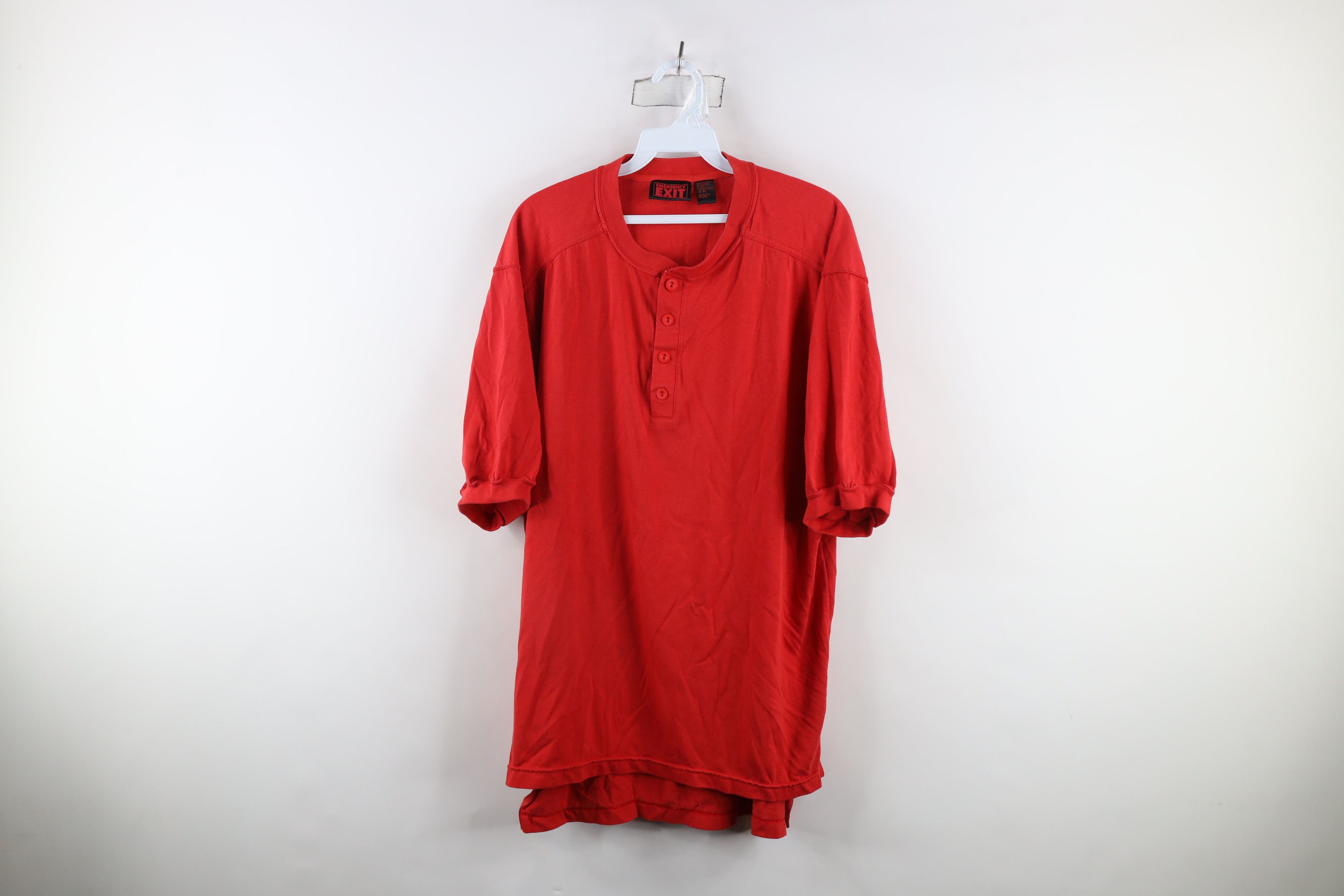 Vintage Vintage 90s Streetwear Blank Short Sleeve Henley T-Shirt Red Size US XL / EU 56 / 4 - 1 Thumbnail