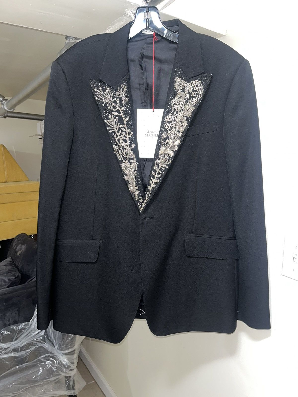 Alexander McQueen Embellished Floral-Lapel Tuxedo Jacket Sz 54R EU(43R US) Size 54R - 4 Thumbnail