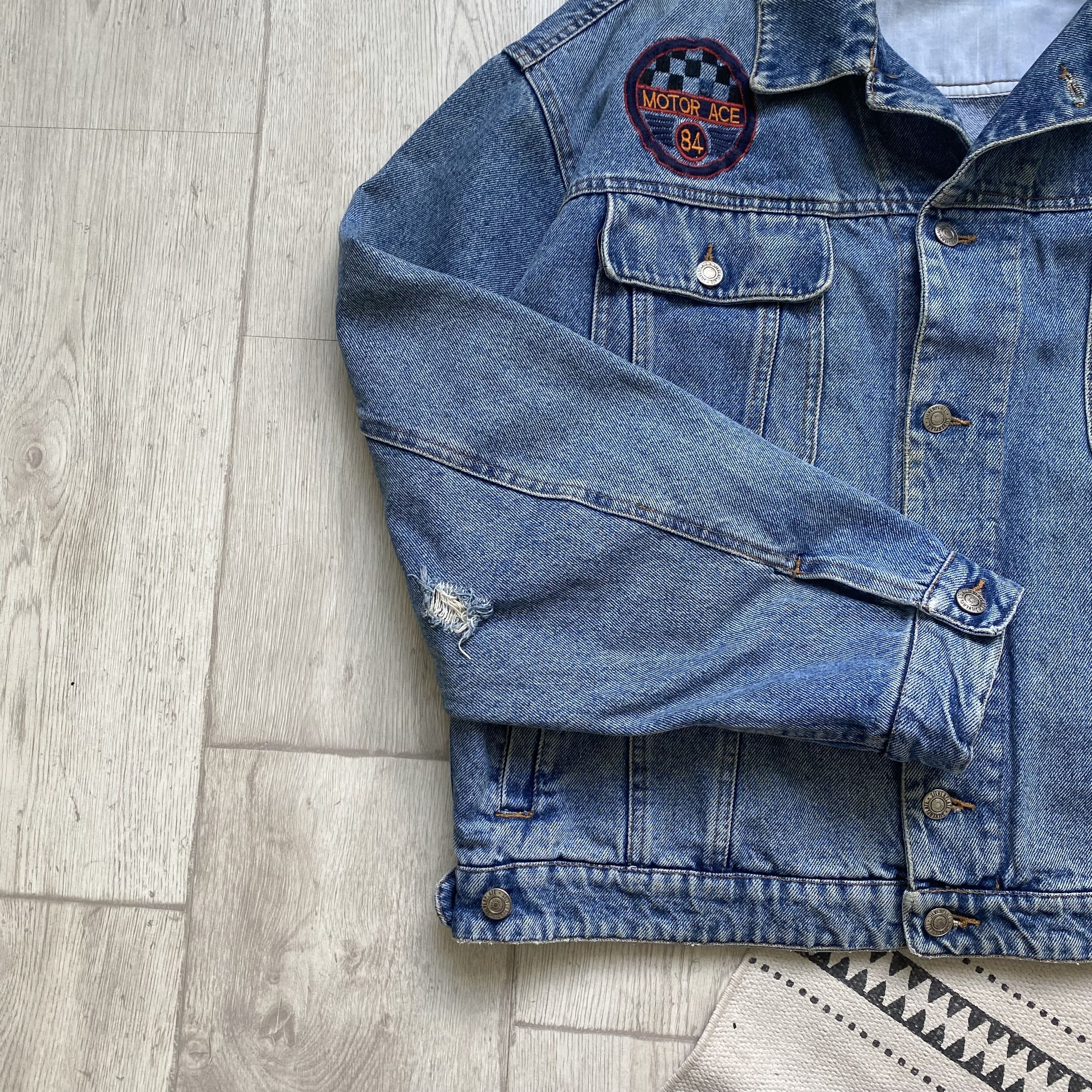 Wrangler Vintage 80s Racing Denim jacket Faded Distressed Wrangler Size US XL / EU 56 / 4 - 8 Thumbnail