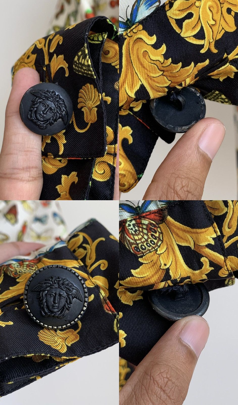 Versace Vintage 90s Gianni Versace Gold Butterflies Silk Shirt Size M / US 6-8 / IT 42-44 - 25 Thumbnail