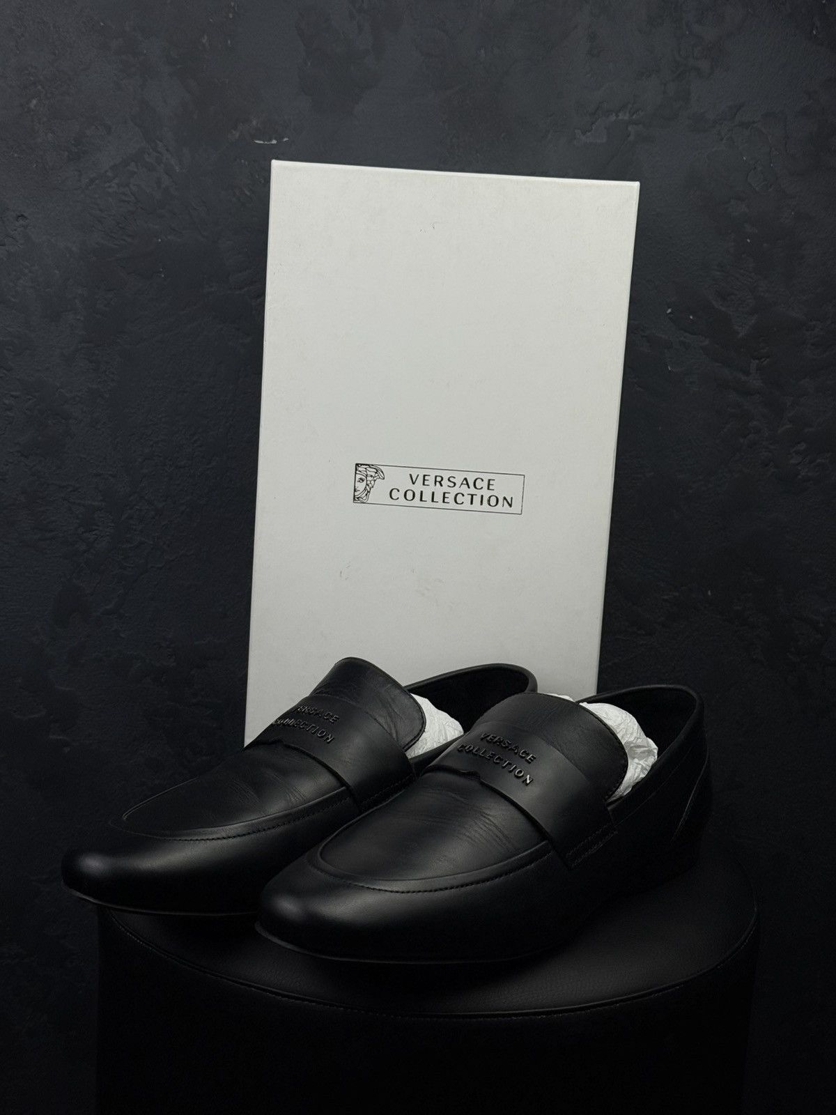 Versace Versace Collection Men's Black Leather Loafers Slip Size US 10.5 / EU 43-44 - 1 Thumbnail