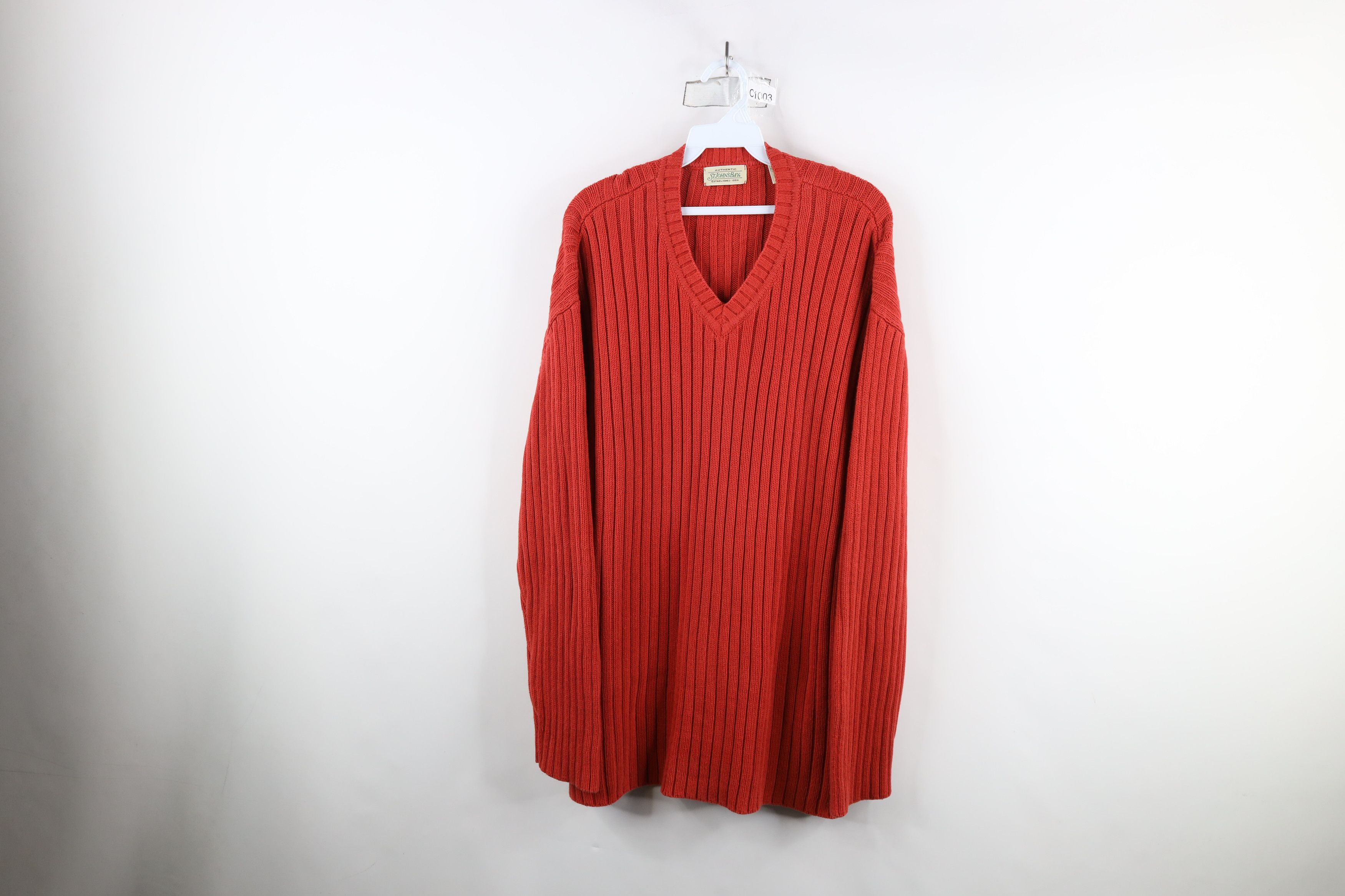 Vintage Vintage 90s Streetwear Cotton Ribbed Knit Sweater Orange Size US XL / EU 56 / 4 - 1 Thumbnail