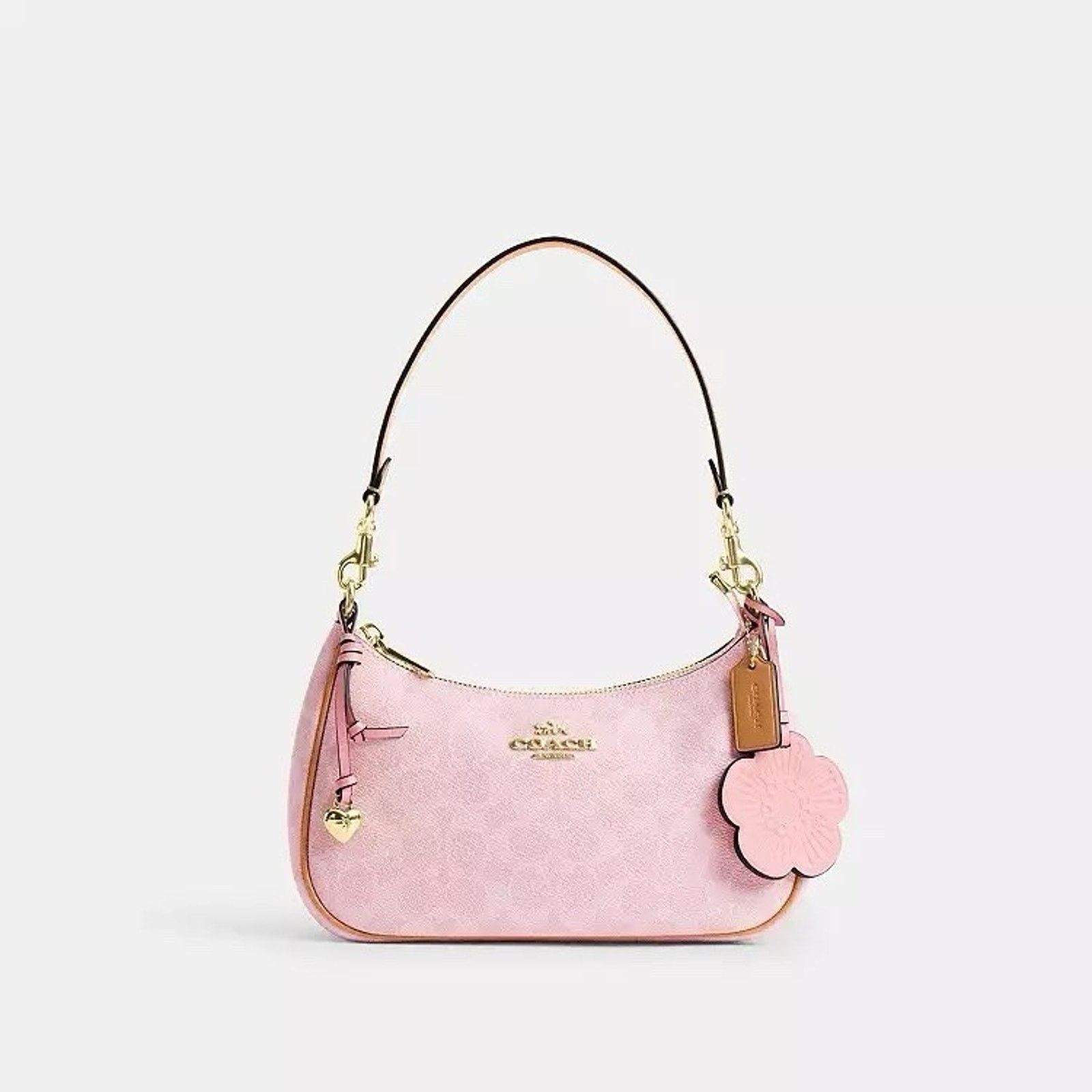 Coach NWT Coach Gold Powder Pink Teri Shoulder Bag Charms CEA20 Size ONE SIZE - 10 Thumbnail