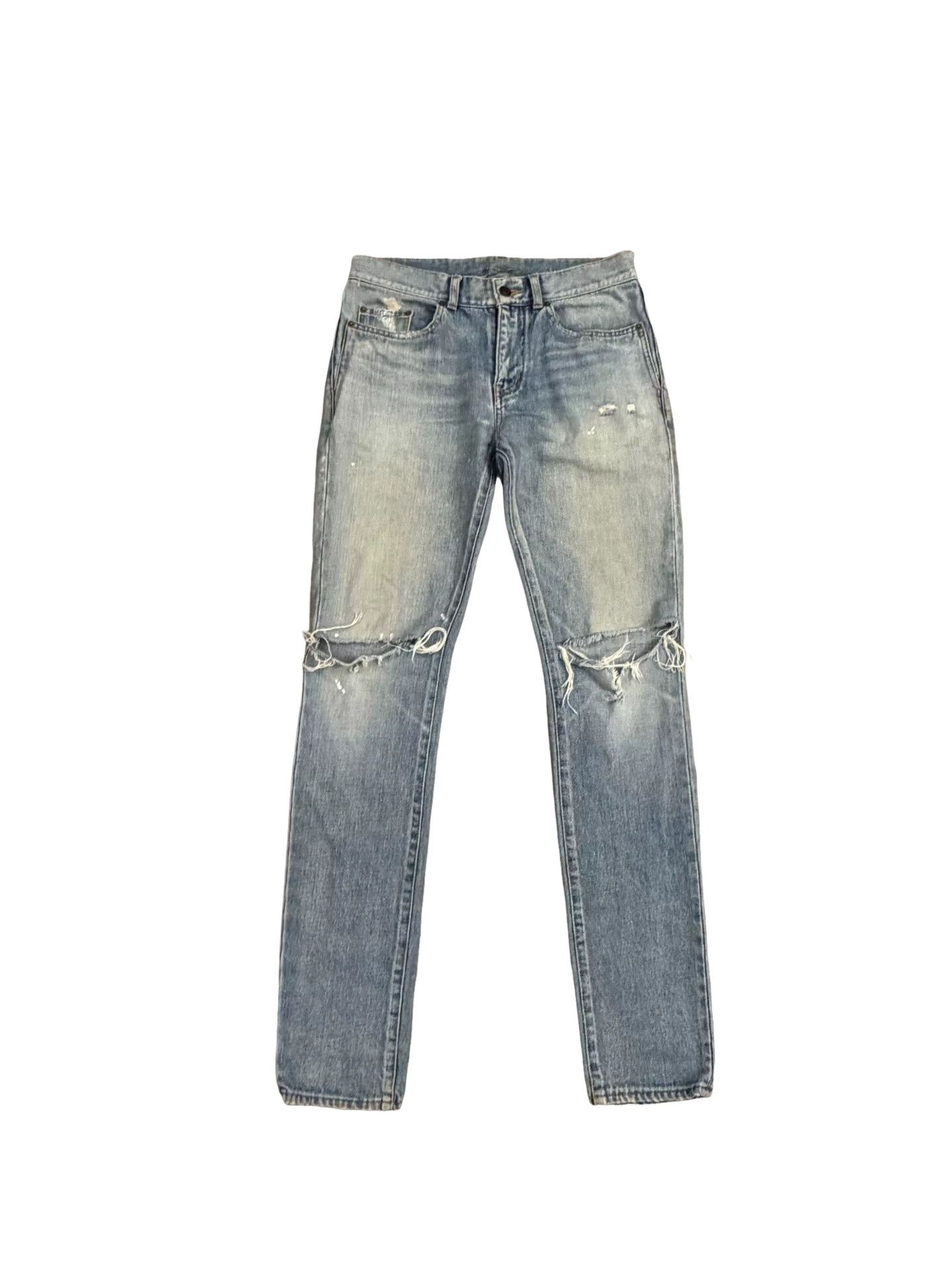 Saint Laurent Paris SLP ダメージ　クラッシュ　29インチ Saint Laurent Paris SLP FW14 D02 Distressed Denim Crash Jeans