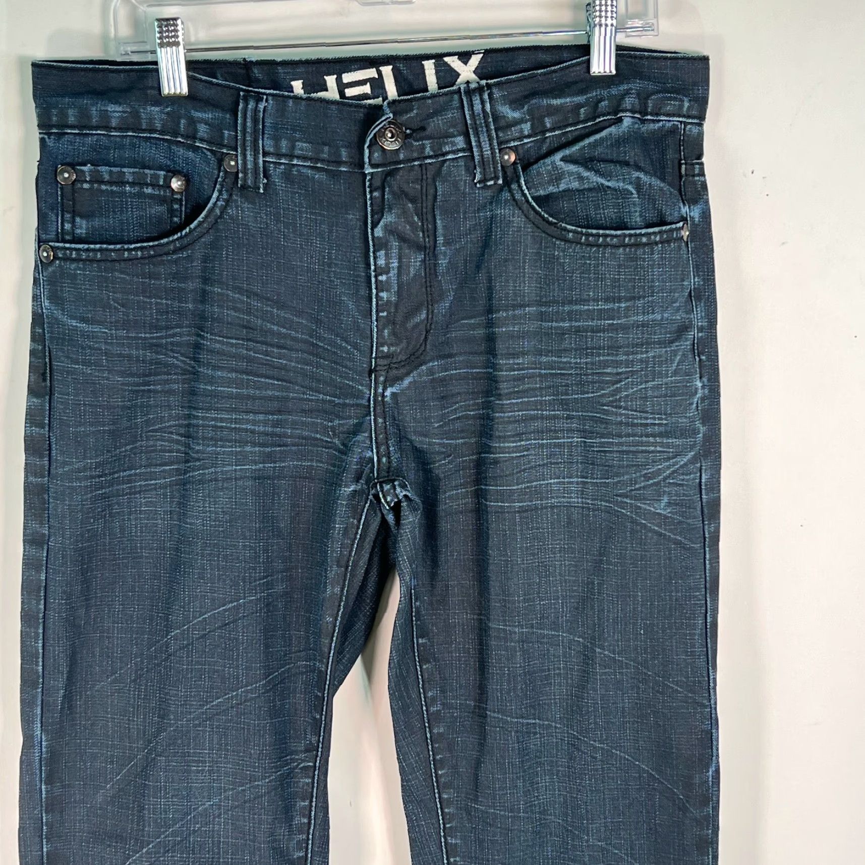 Denime Helix Mens Slim Fit Bootcut Denim Jeans Blue 32x34 Size US 34 / EU 50 - 2 Thumbnail