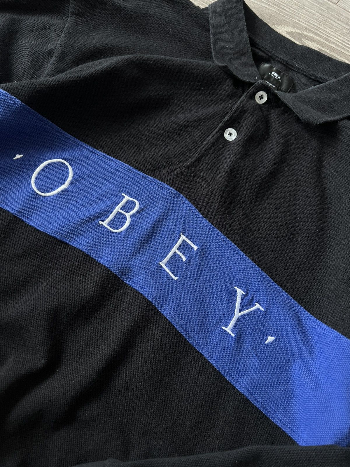 Japanese Brand × Obey ‼️Obey Worldwide Authentic Big Logo Polo Neck Long Sleeve Tee Size US S / EU 44-46 / 1 - 16 Thumbnail