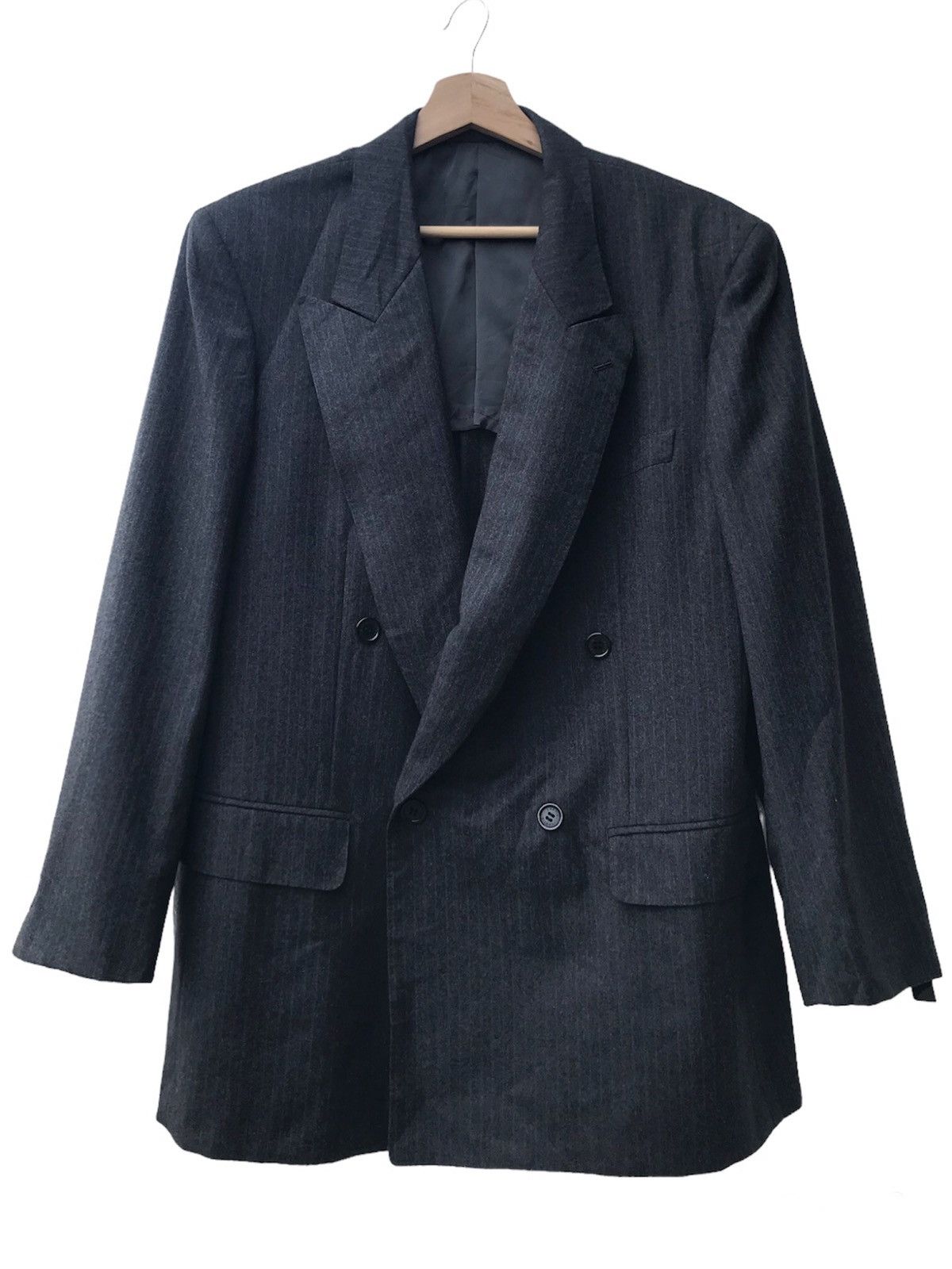 Lanvin Lanvin Double Breasted Grey Striped Wool Blazer Size US M / EU 48-50 / 2 - 2 Thumbnail