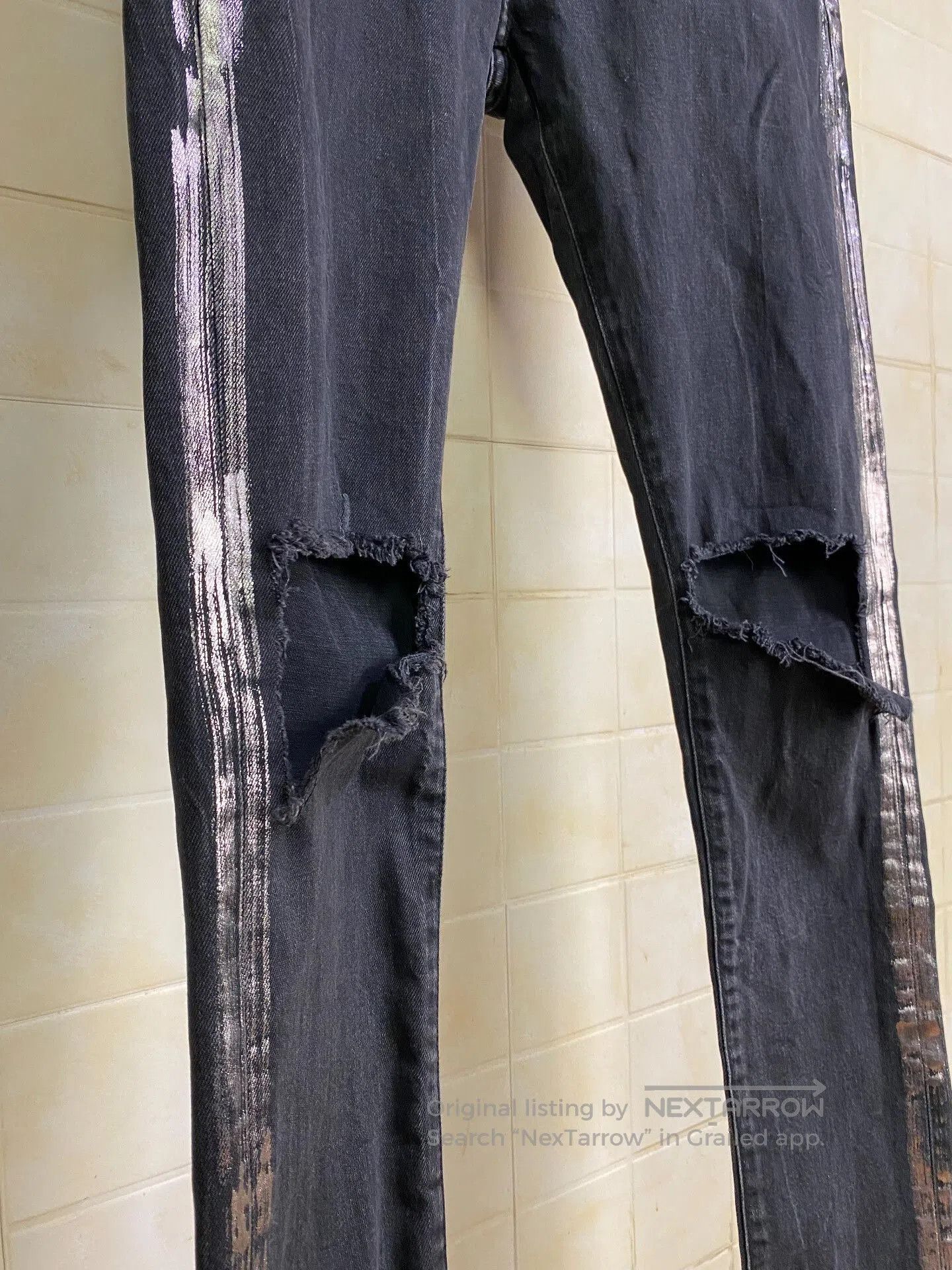 Askyurself Silver Accent Destroyed Denim Pants. Size 28" / US 6 / IT 42 - 4 Thumbnail