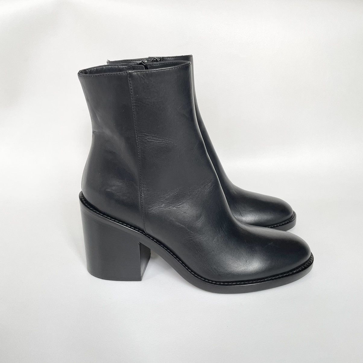 Ann Demeulemeester Black Leather Heeled Boots Size US 10 / IT 40 - 1 Thumbnail