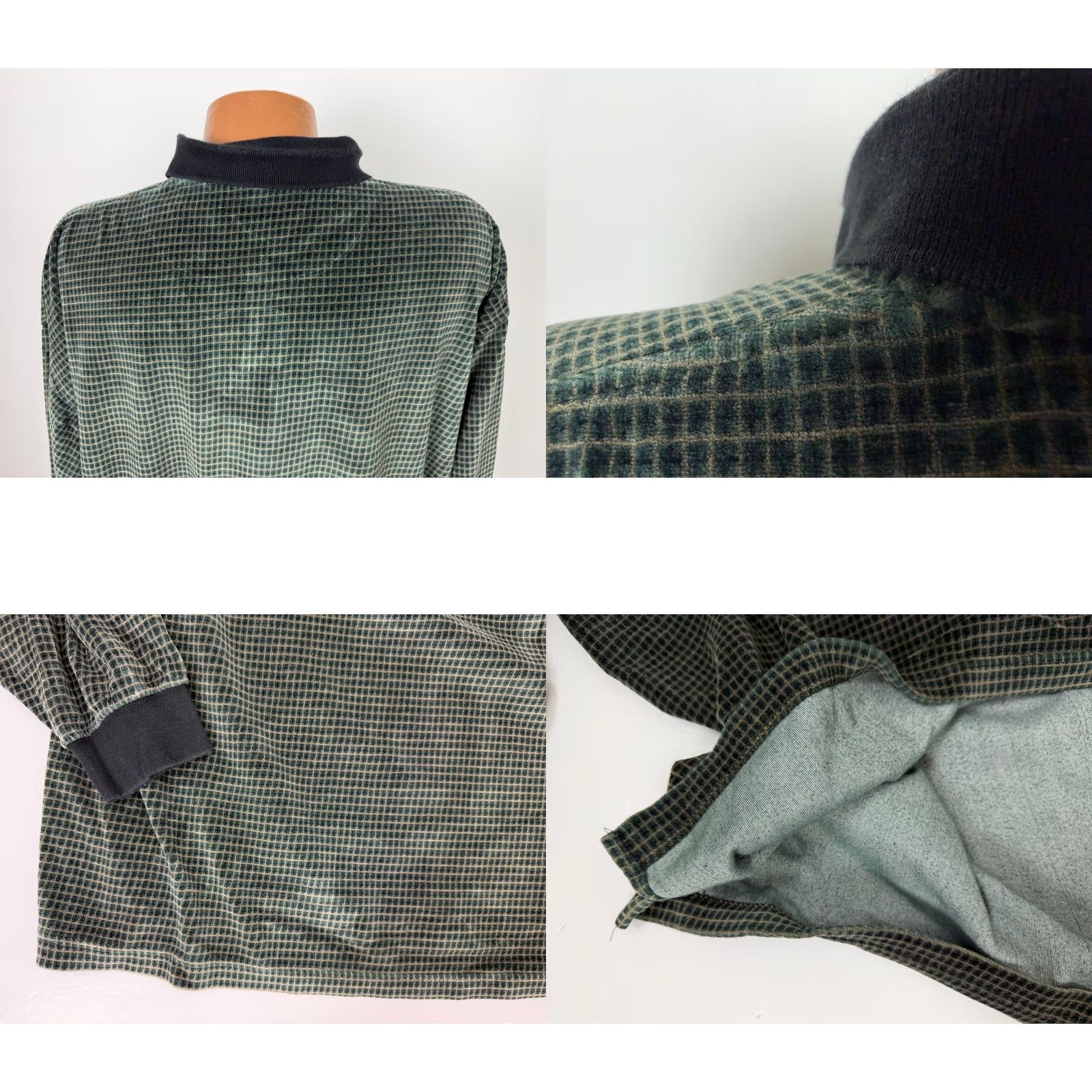 Velour VINTAGE Imprints Polo Shirt Men 2XL Green Velour Check Long Sleeve Casual Retro 90s Sports Size US XXL / EU 58 / 5 - 8 Thumbnail
