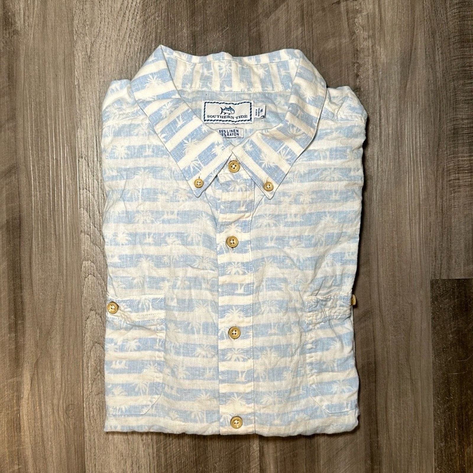 Southern Tide Southern Tide Linen Blend Palm Trees Short Sleeve - 2XL Size US XXL / EU 58 / 5 - 1 Thumbnail