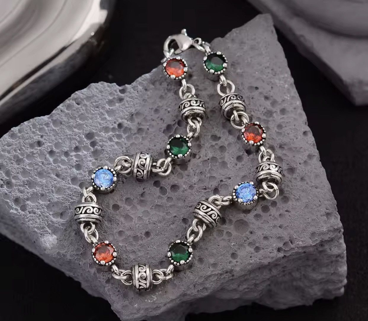 Jewelry Colorful Crystal 925 Sterling Silver Female Bracelet Size ONE SIZE - 6 Thumbnail