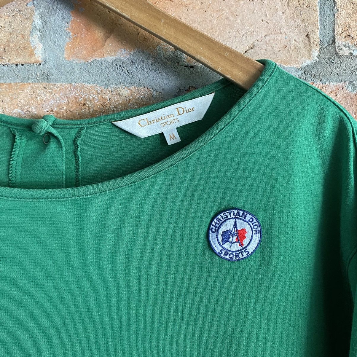 Dior Christian Dior Green Long Sleeve Back-Snap Top with Logo Size M / US 6-8 / IT 42-44 - 3 Thumbnail