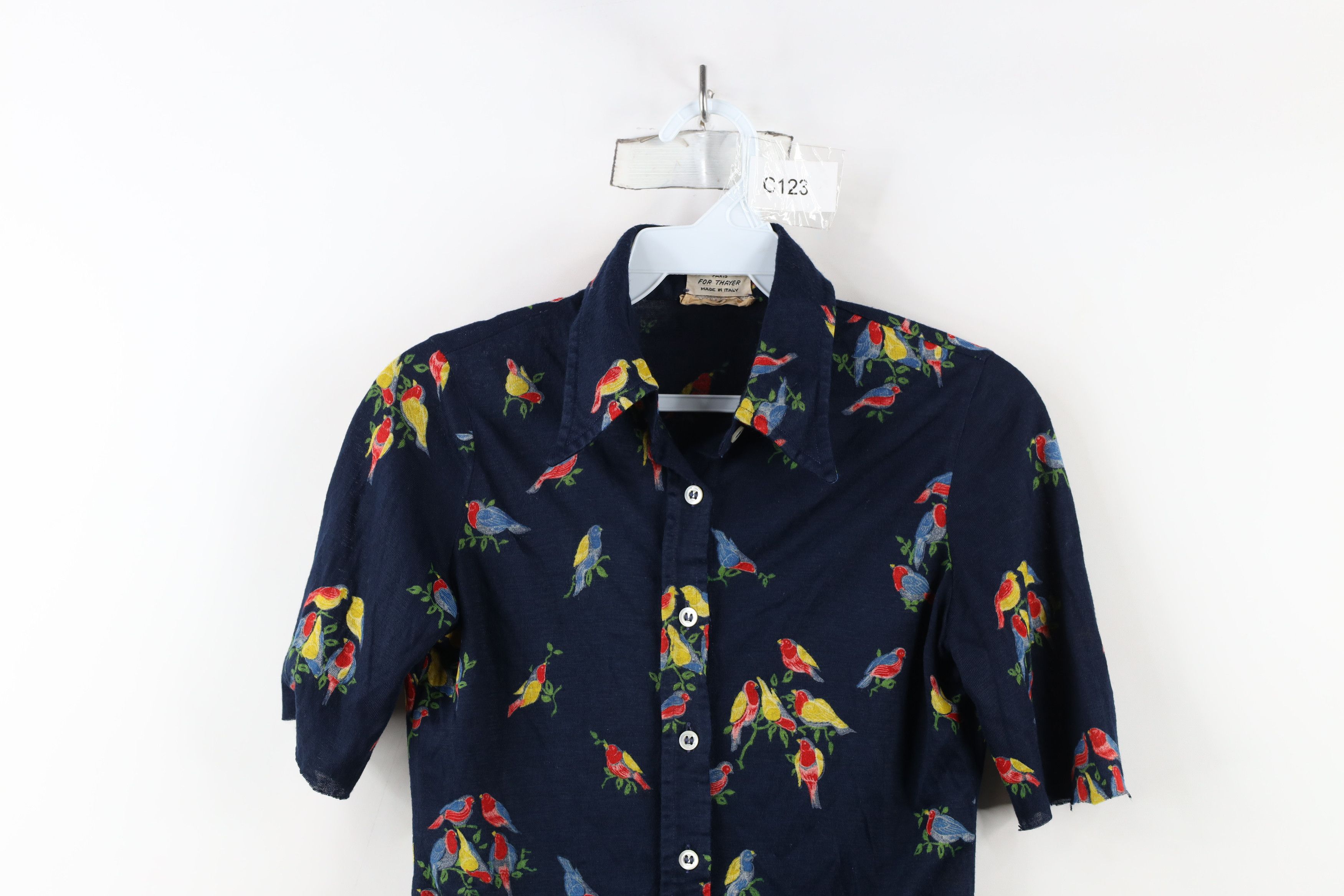 Vintage Vintage 60s 70s Streetwear Flower Knit Collared Button Shirt Size S / US 4 / IT 40 - 2 Thumbnail