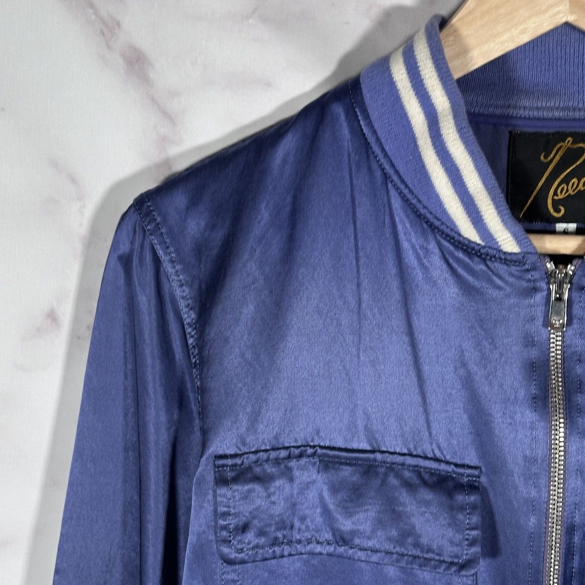 Needles Purple Satin Varsity Zip-Up Jacket Size US S / EU 44-46 / 1 - 3 Thumbnail