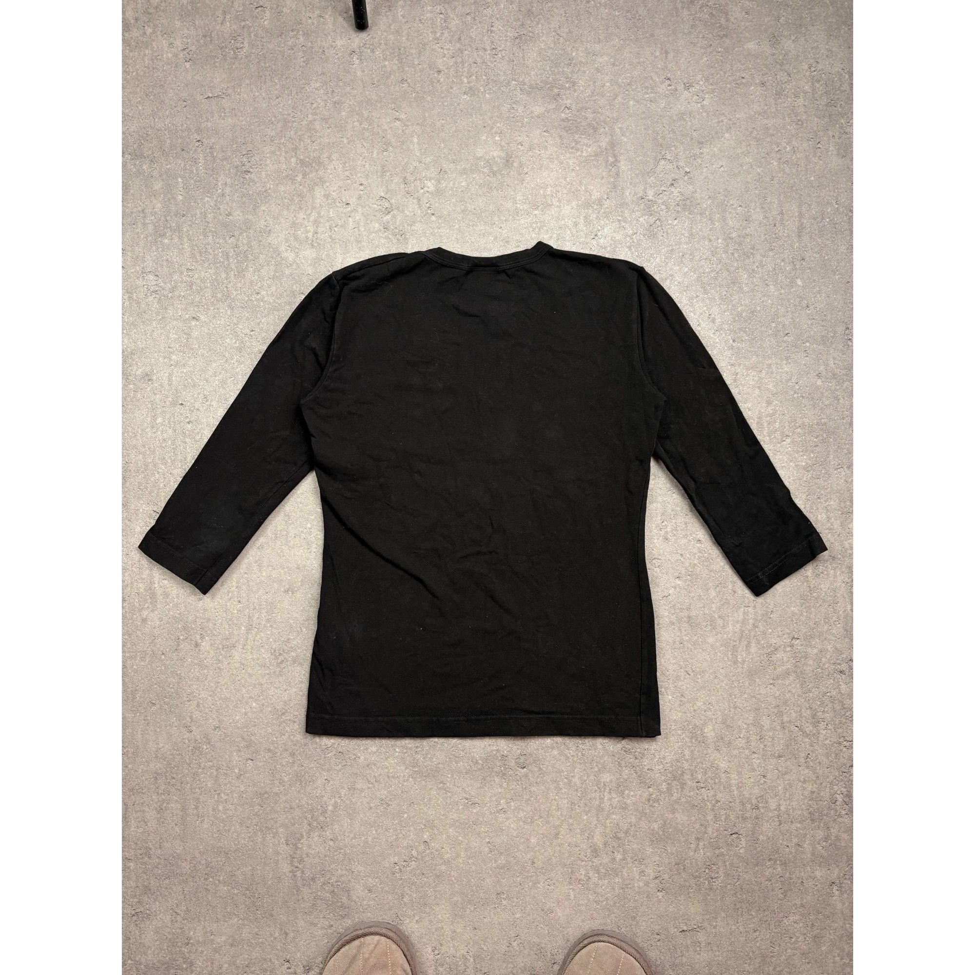 Dolce & Gabbana Dolce & Gabbana Black V-Neck 3/4 Sleeve T-Shirt With Minimal Size M / US 6-8 / IT 42-44 - 3 Thumbnail