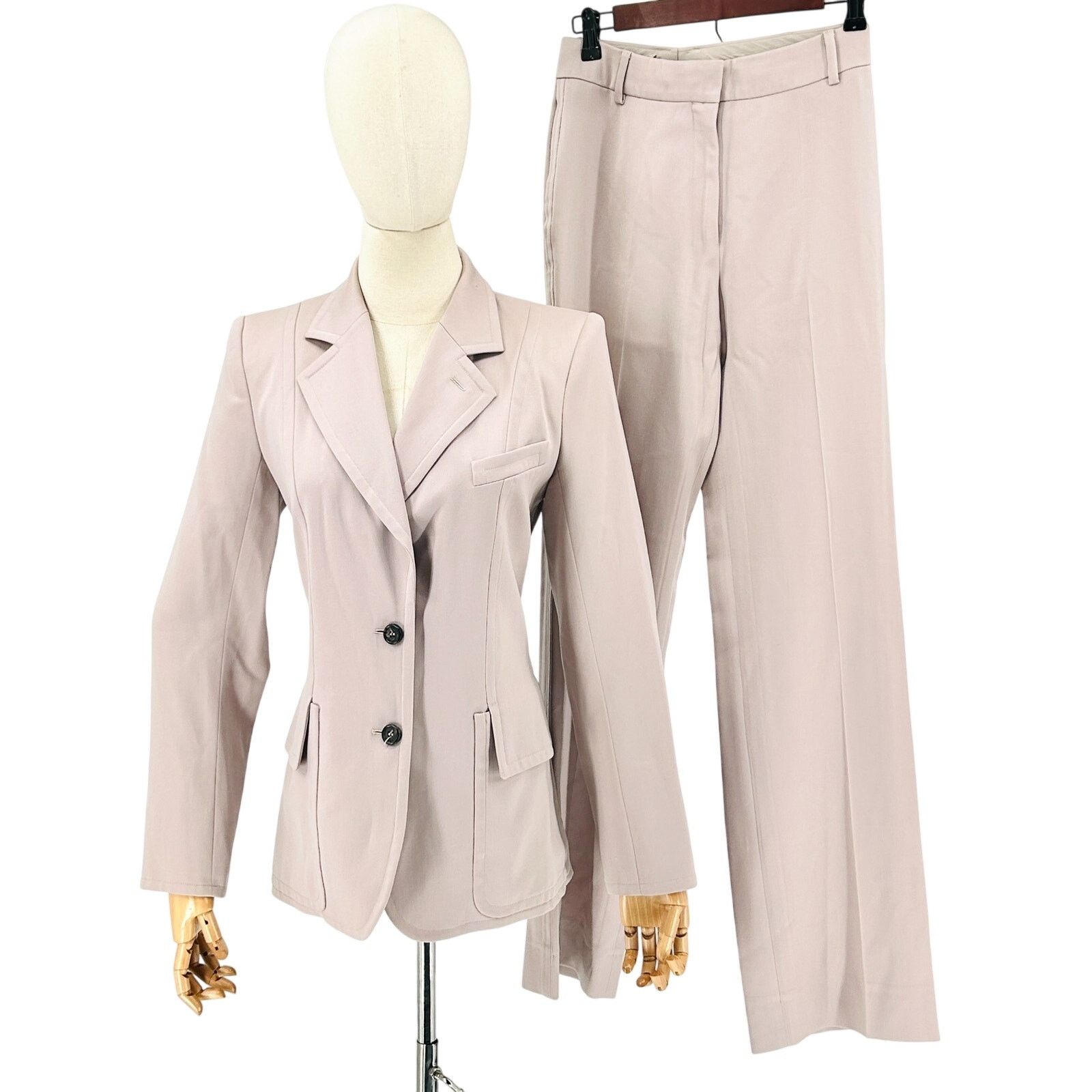 Yves Saint Laurent Vintage 90s Mauve Wool Blazer Trouser Power Suit Size S / US 4 / IT 40 - 1 Thumbnail