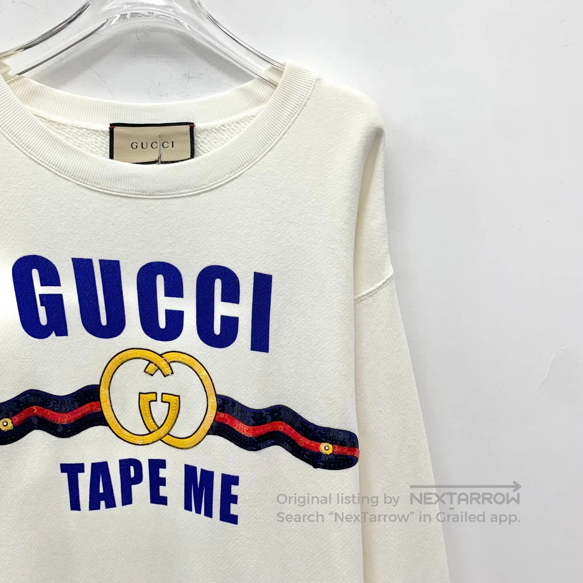 Gucci Guicci White Logo Letter Print Cotton Round Neck Long Slee Size US S / EU 44-46 / 1 - 3 Thumbnail
