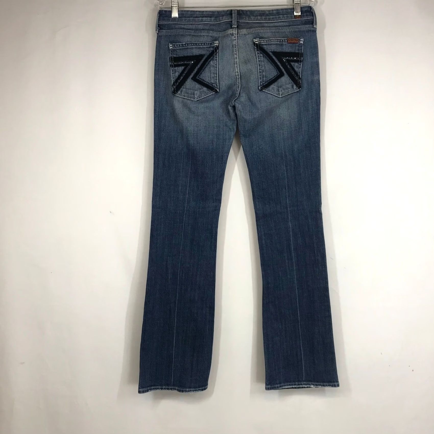 7 For All Mankind 7 For All Mankind Bootcut Jeans Medium Wash Slim 5-Pocket Design Embroidered Back Pocket Womens 29 Size 29" - 4 Thumbnail