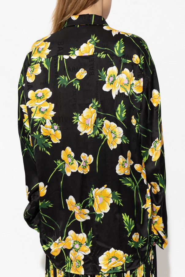 Balenciaga o1mt1gz0924 Floral Minimal Shirt Large Fit in Multicolor Size S / US 4 / IT 40 - 4 Thumbnail