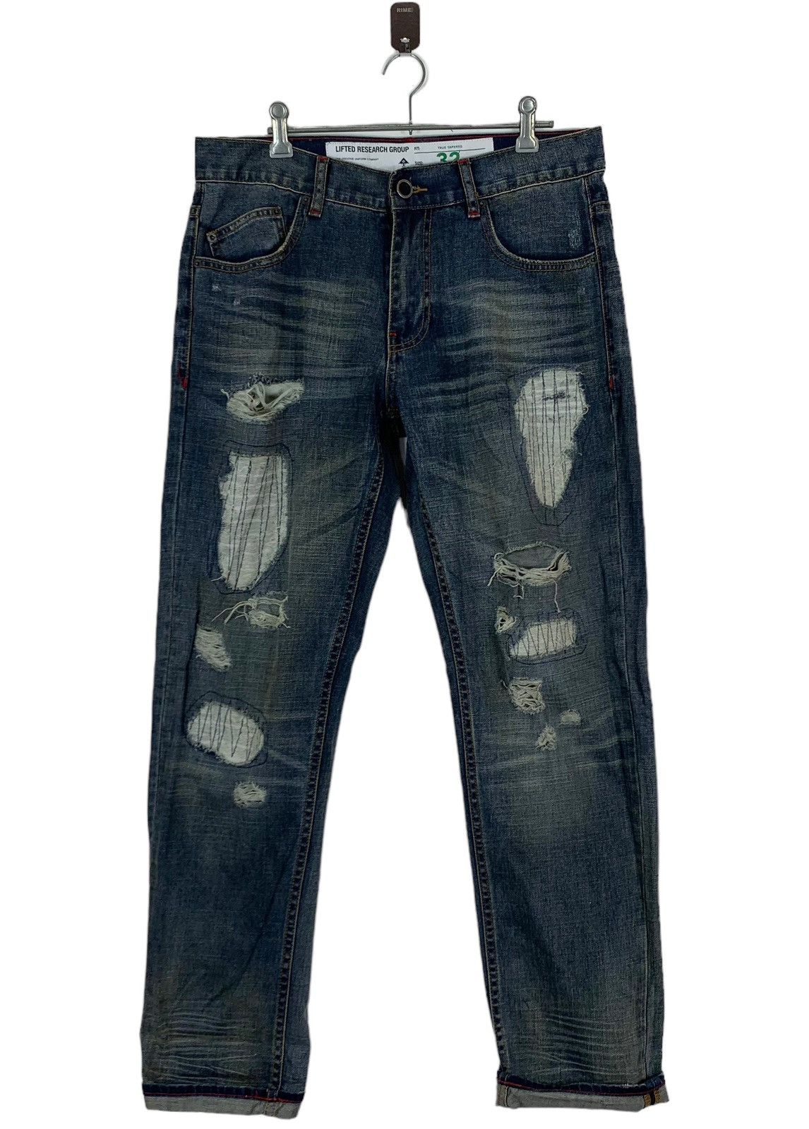 image of Distressed Denim x Lrg Vintage Lifted Research Group Lrg Distressed Jeans in Blue, Men's (Size 33)