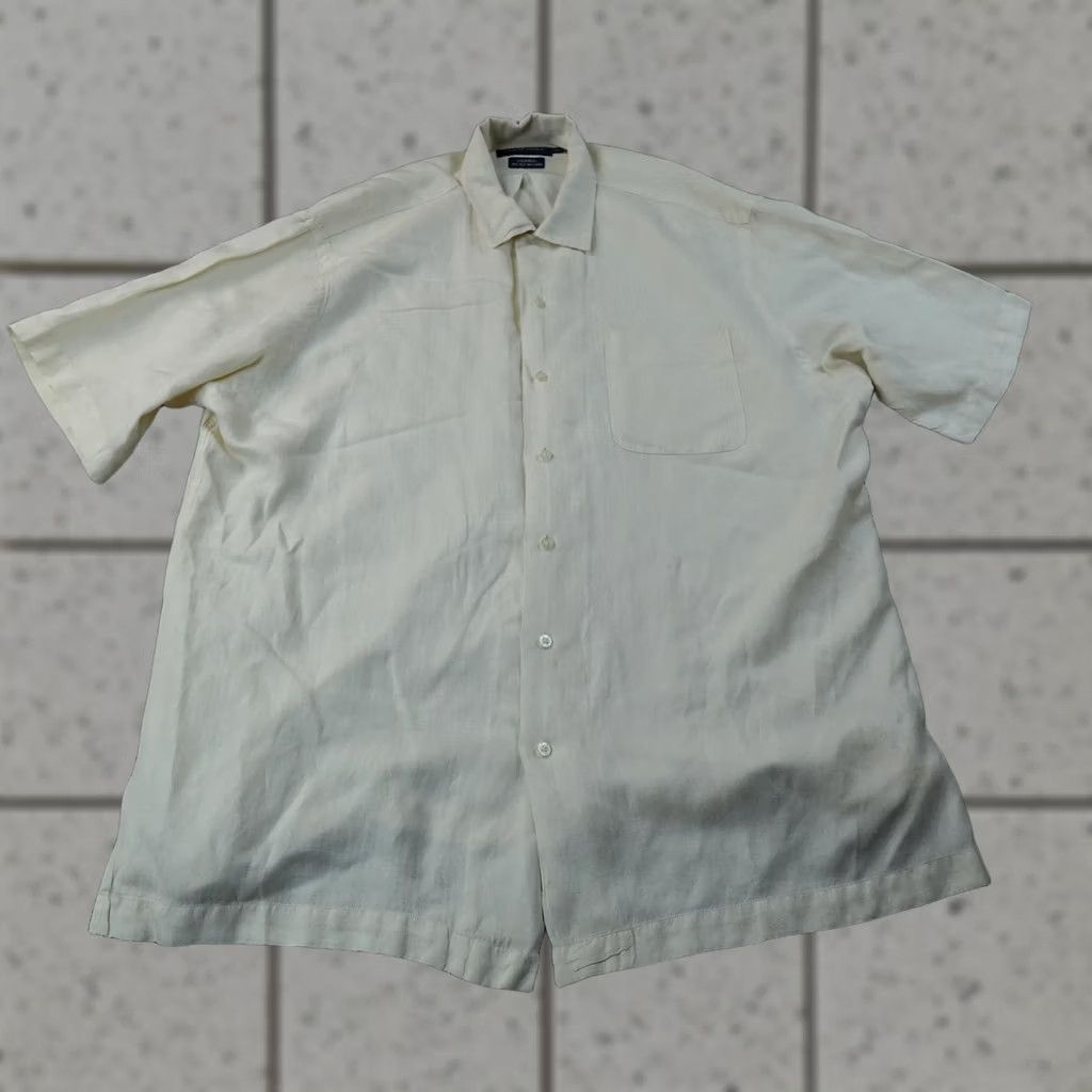 Ralph Lauren VINTAGE Ralph Lauren Shirt Mens 2XL White Silk Linen Caldwell Button-Up Polo Golf Short Sleeve Size US XXL / EU 58 / 5 - 1 Thumbnail