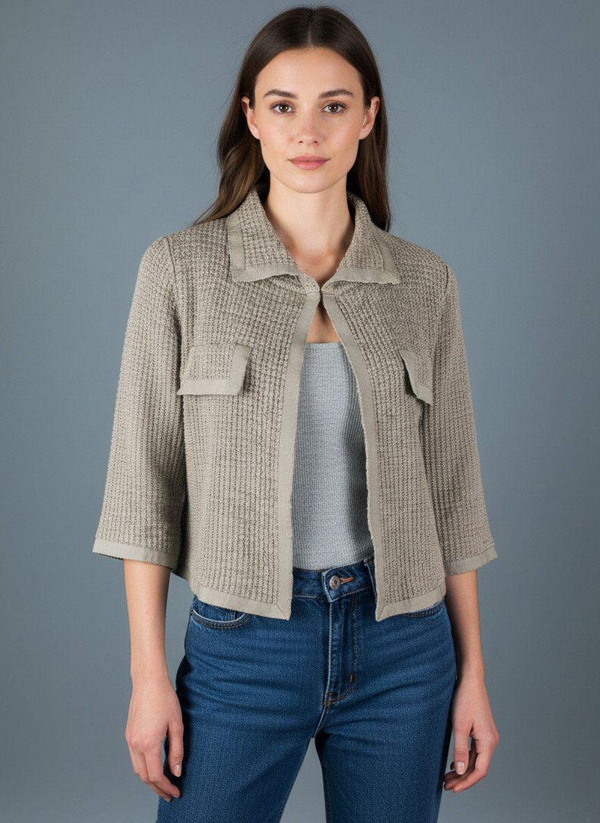 Trussardi Beige 3/4 Quarter Sleeve Knitted Bolero Sweater