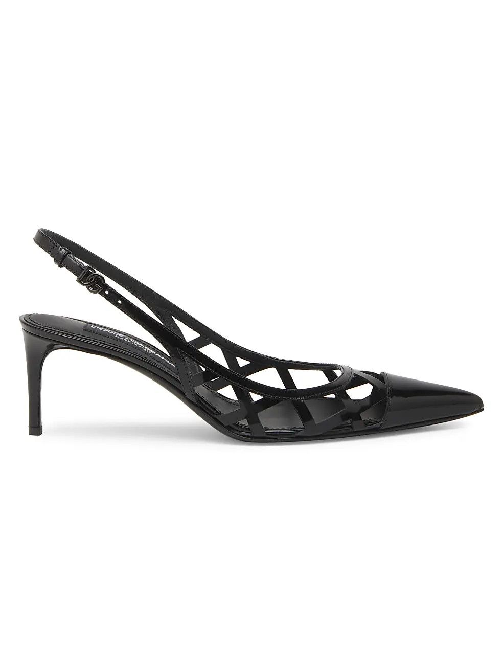 Dolce & Gabbana os11x0326 Lollo 60mm Leather Slingback Pumps in Black Size US 7.5 / IT 37.5 - 1 Thumbnail