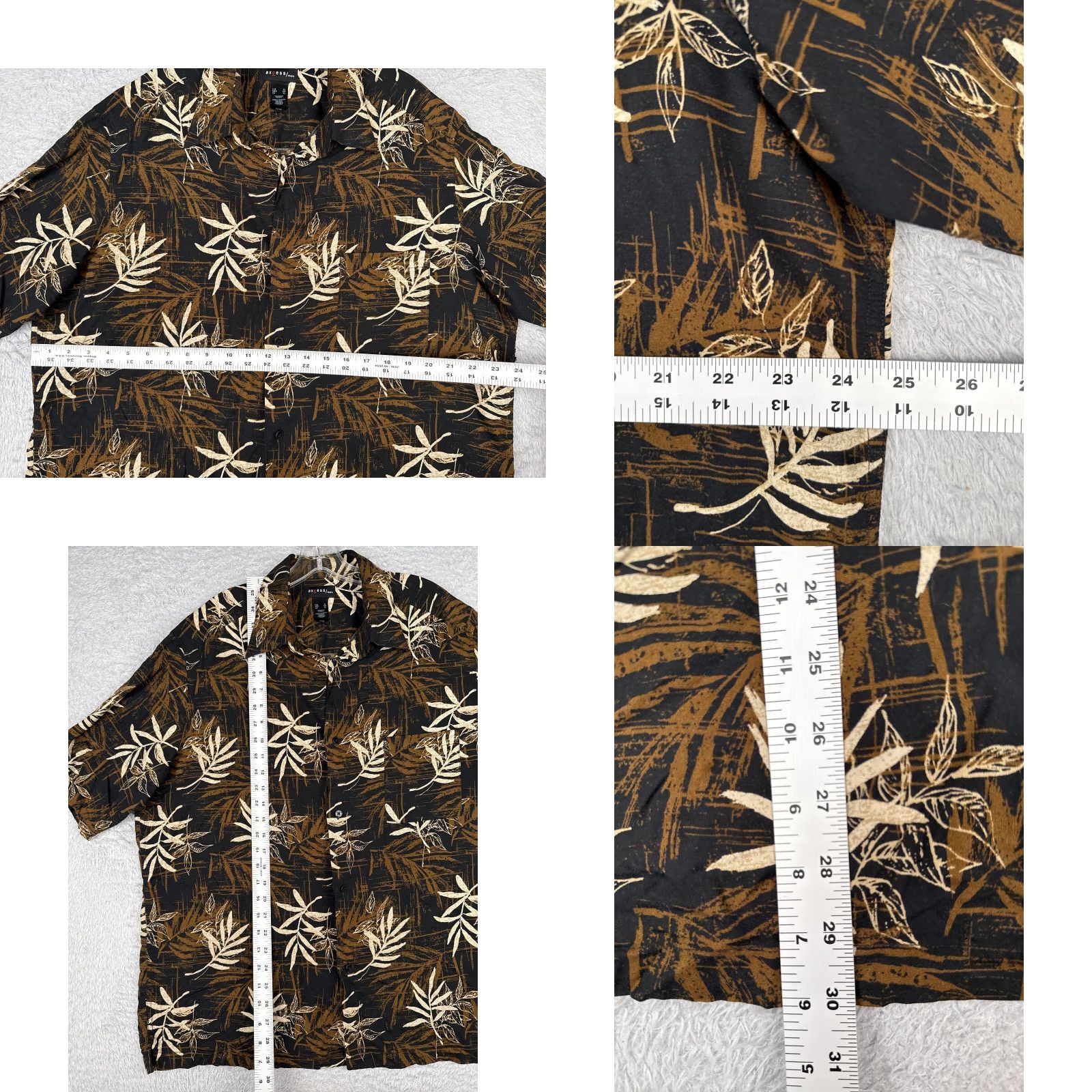 Vintage VINTAGE Axcess Shirt Mens XL Black Floral Leaf Hawaiian Button-Up Rayon Size US XL / EU 56 / 4 - 8 Thumbnail
