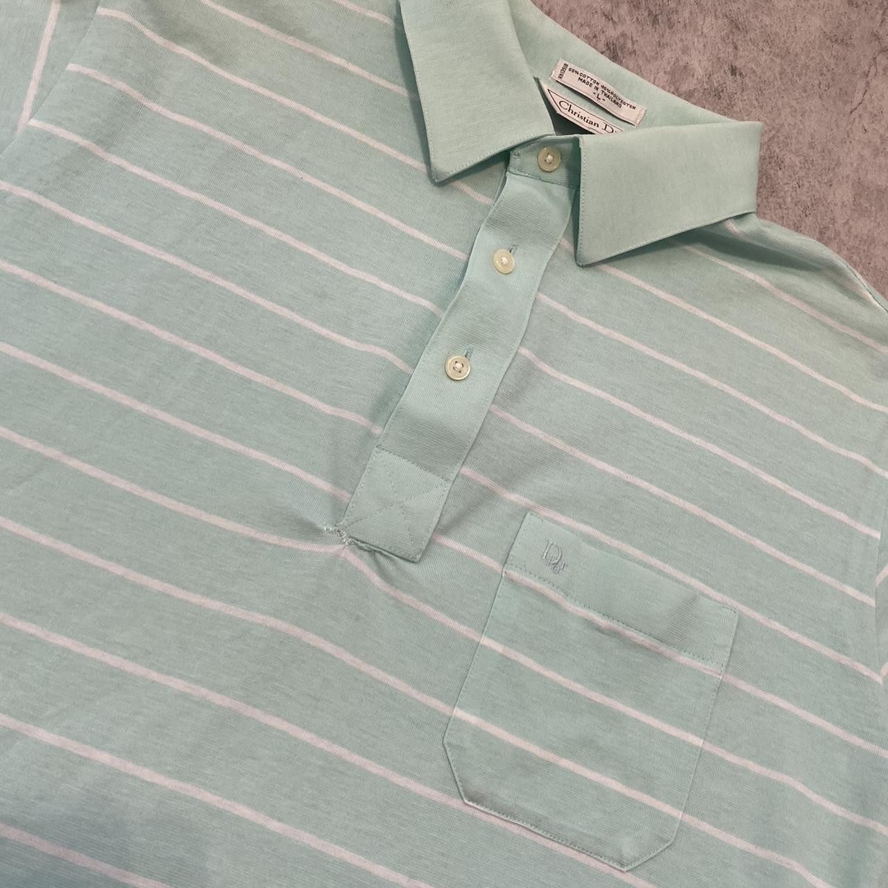 Christian Dior Monsieur Christian Dior Pale blue striped short sleeve polo shirt Size US L / EU 52-54 / 3 - 2 Thumbnail