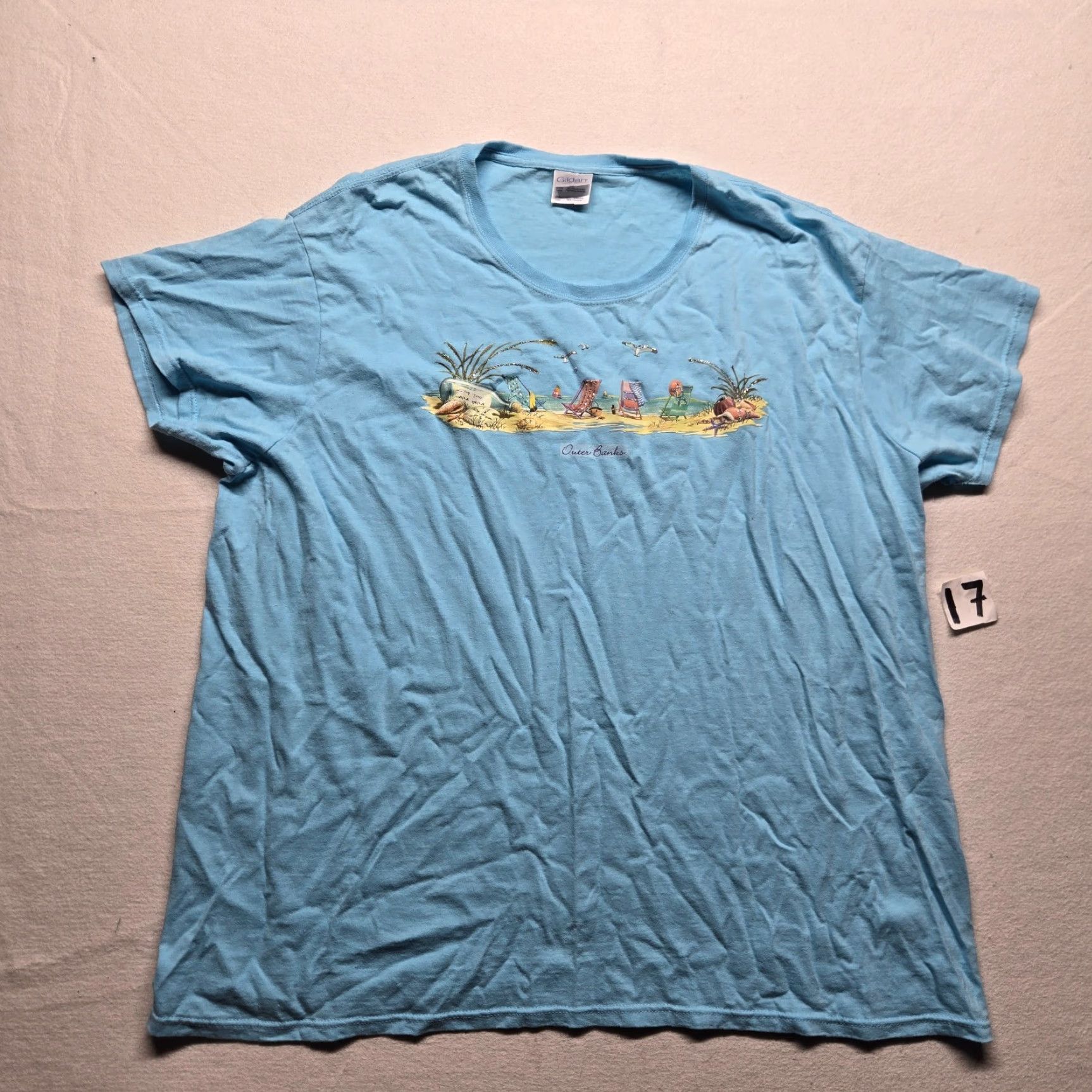 Gildan VINTAGE Outer Banks OBX North Carolina Beach T-Shirt Womens 2XL Blue Casual Short Sleeve Size XXL / US 16-18 / IT 52-54 - 2 Thumbnail