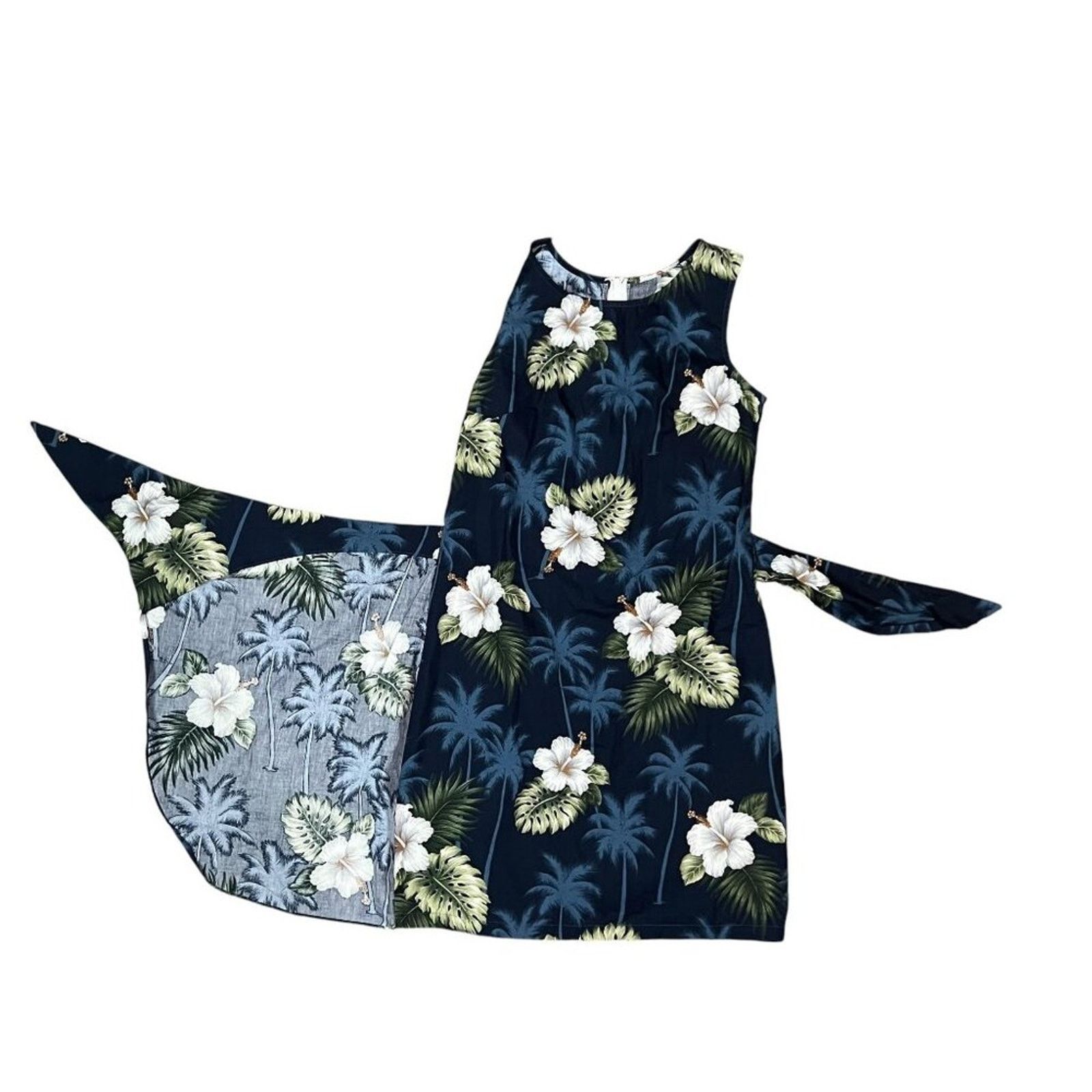 Pacific Legend Pacific Legend Faux Wrap Blue White Hibiscus Palm Dress M Size M / US 6-8 / IT 42-44 - 2 Thumbnail