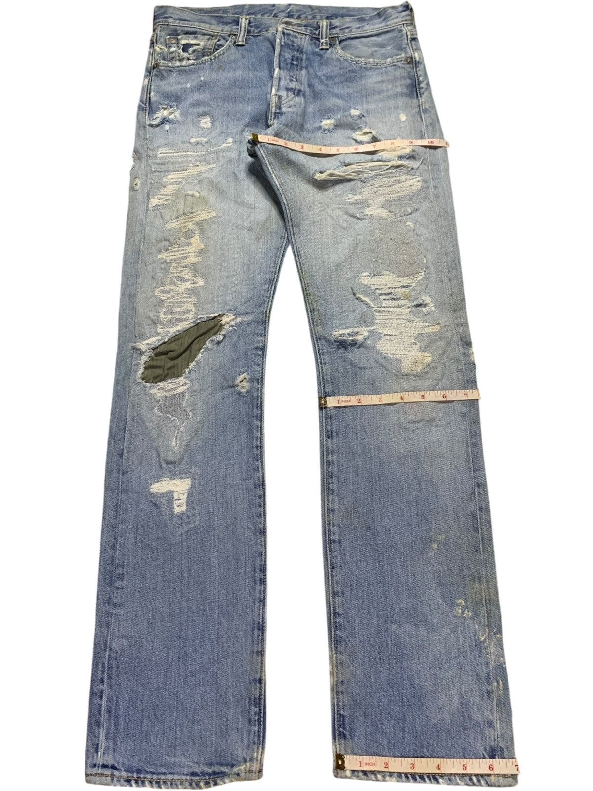 Levi's Vintage Levis 501 Mud Wash Distressed Patched Jeans Size US 31 - 15 Thumbnail