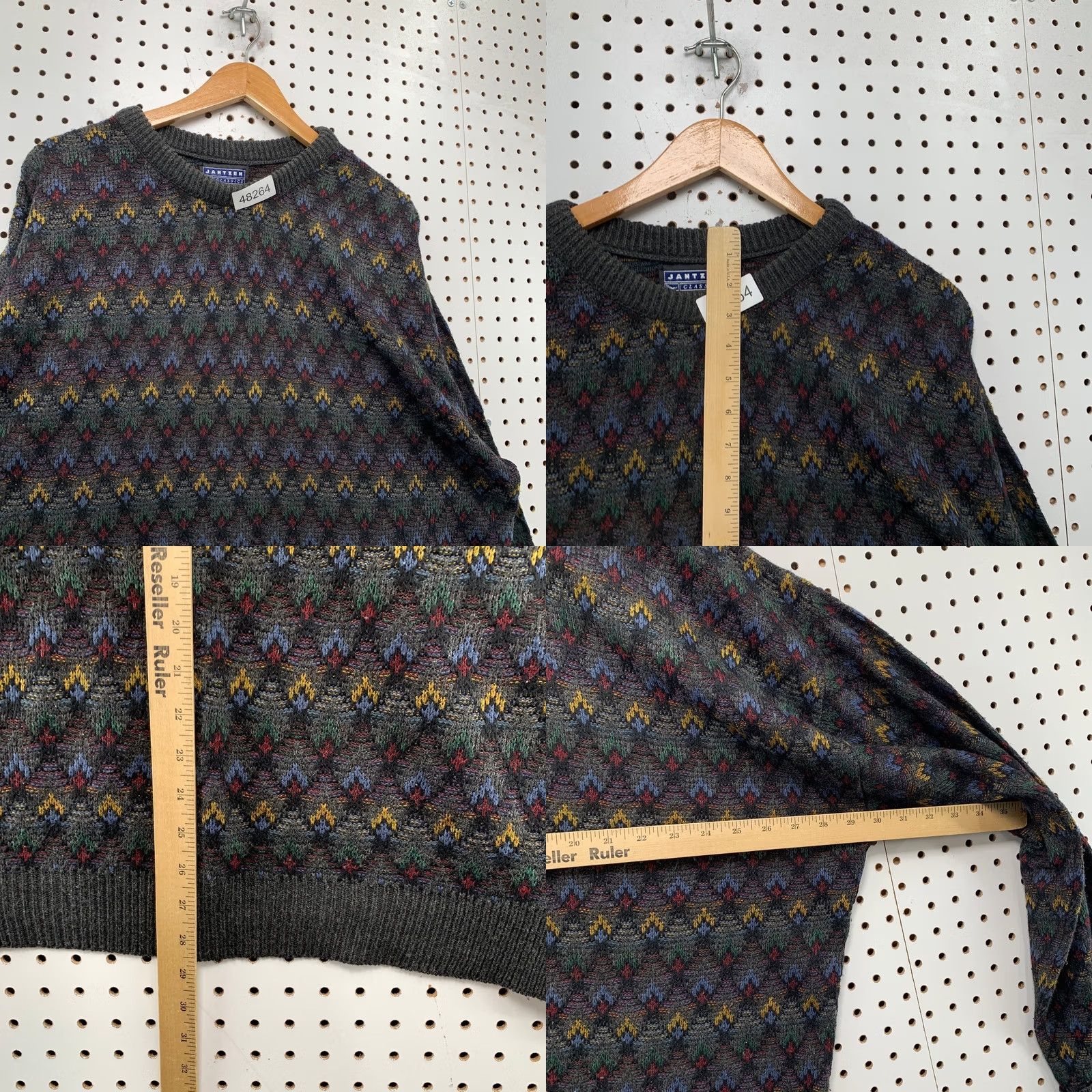Jantzen Vintage Jantzen 3D Knit Sweater Mens XL Gray Geometric Acrylic Grandpa Made USA Size US XL / EU 56 / 4 - 8 Thumbnail