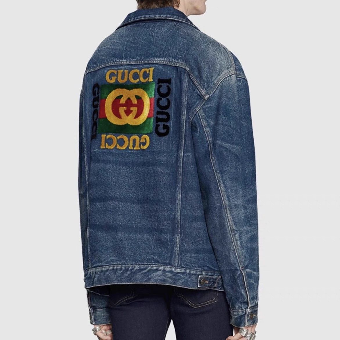 Gucci Sticker Oversized Denim Jacket 44