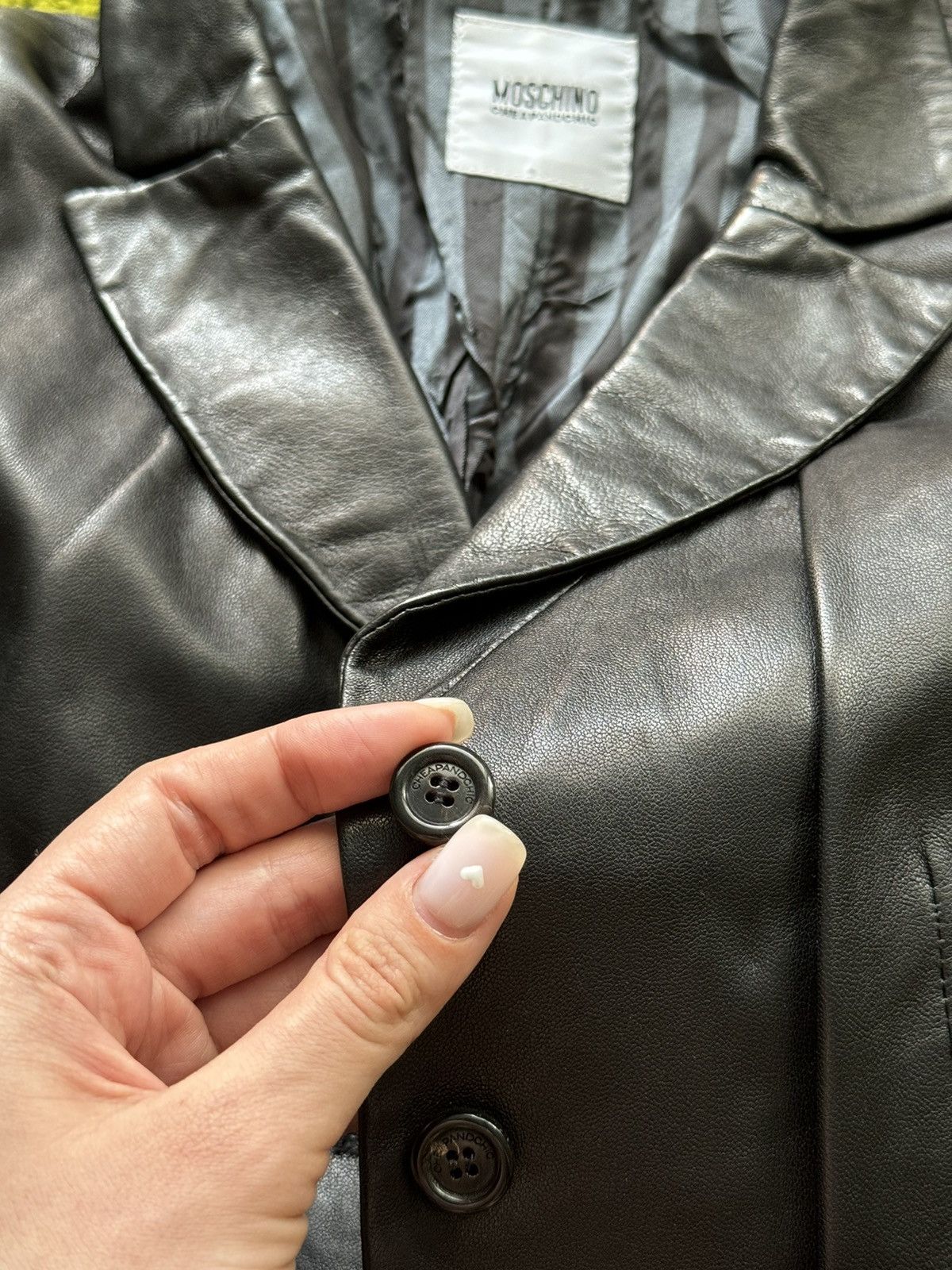 Genuine Leather × Moschino × Vintage Moschino 2000s vintage Y2K leather blazer jacket Size M / US 6-8 / IT 42-44 - 8 Thumbnail