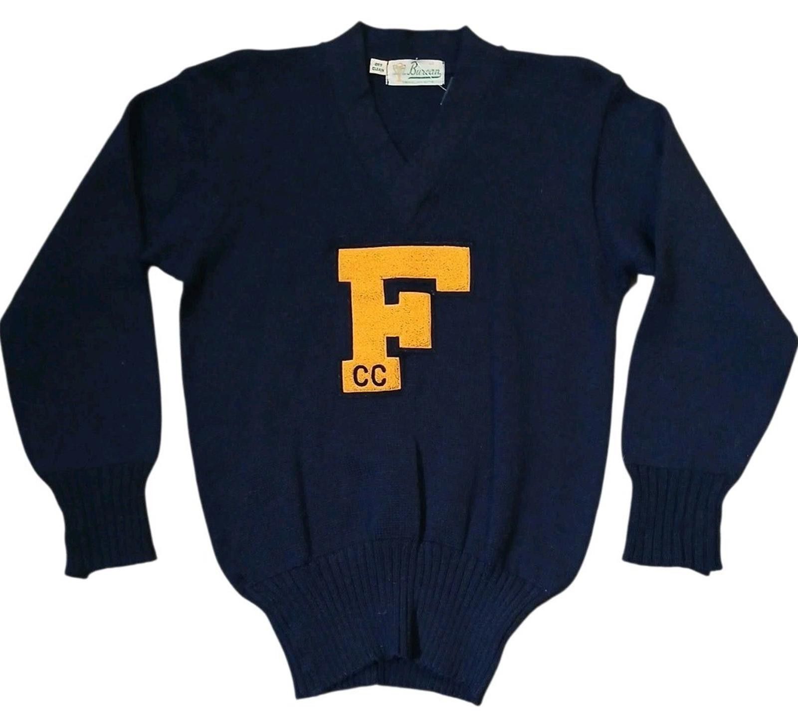 Other 60s Burean Medium Varsity V-Neck Letterman Football Sweater Size US M / EU 48-50 / 2 - 1 Thumbnail