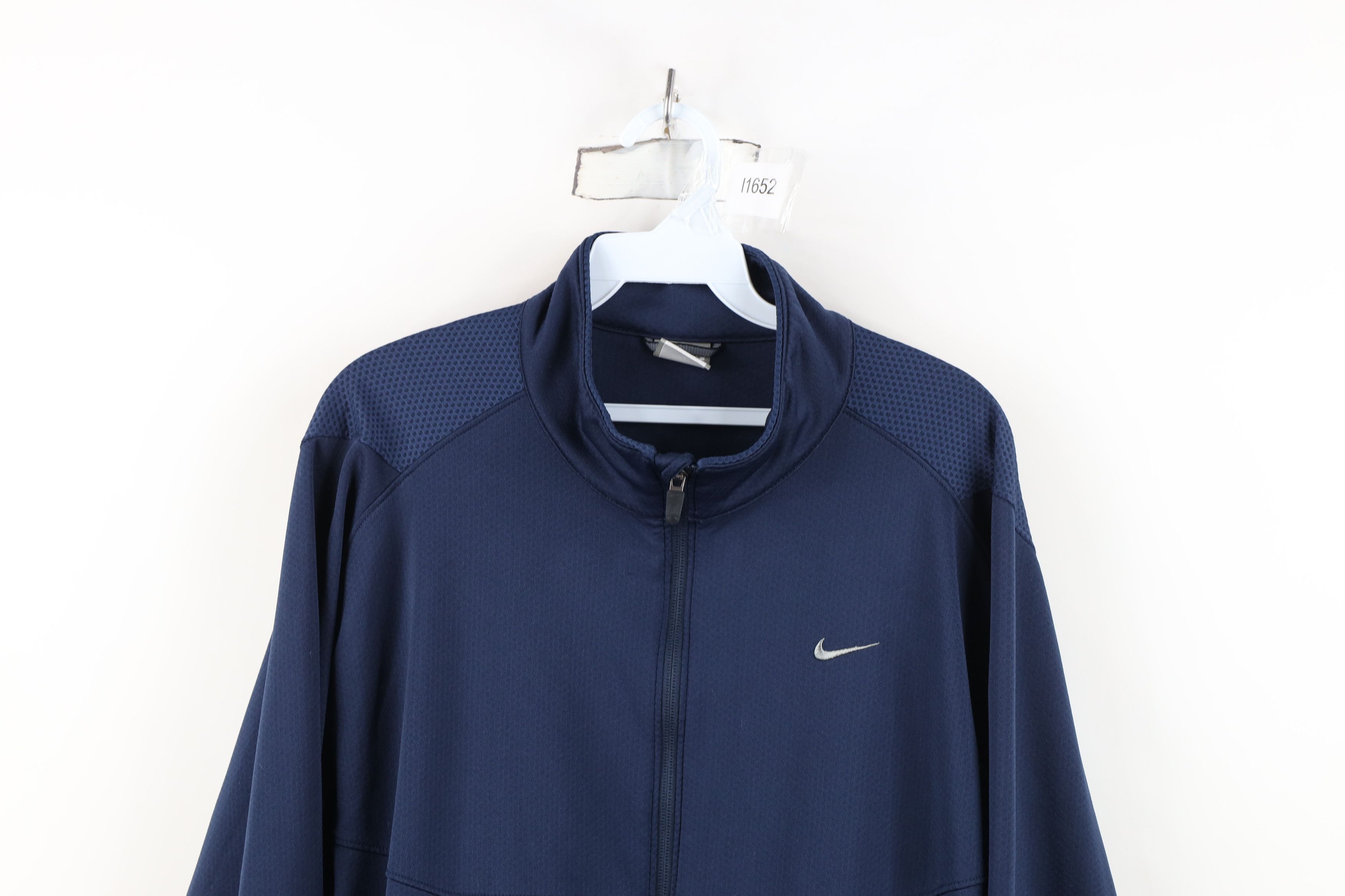 Nike Vintage Nike Mini Swoosh Thermal Knit Full Zip Jacket Blue Size US XL / EU 56 / 4 - 2 Thumbnail