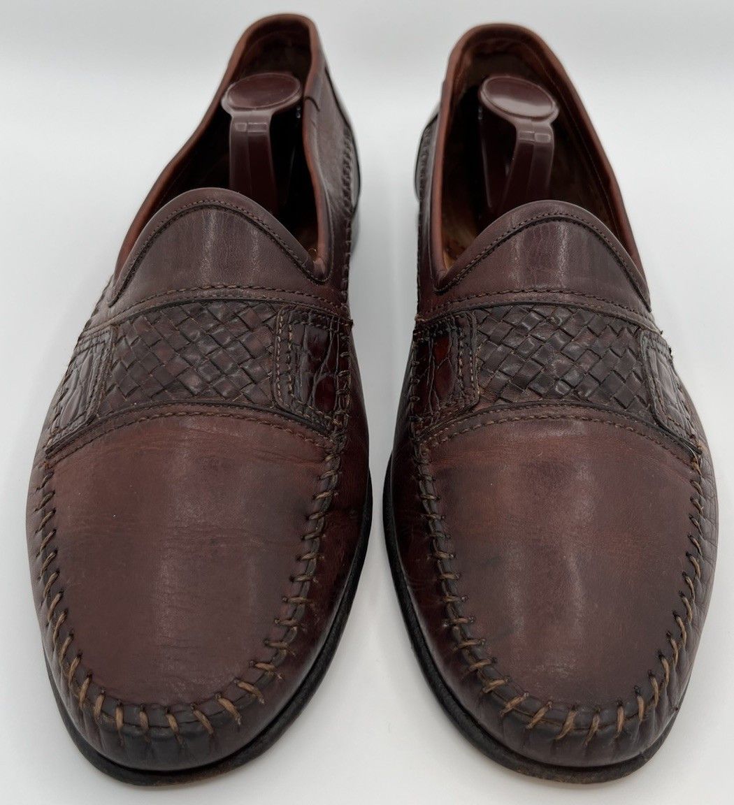 Santoni Santoni Italy Handwoven Brown Leather Penny Loafers Size 9D Size US 9 / EU 42 - 2 Thumbnail