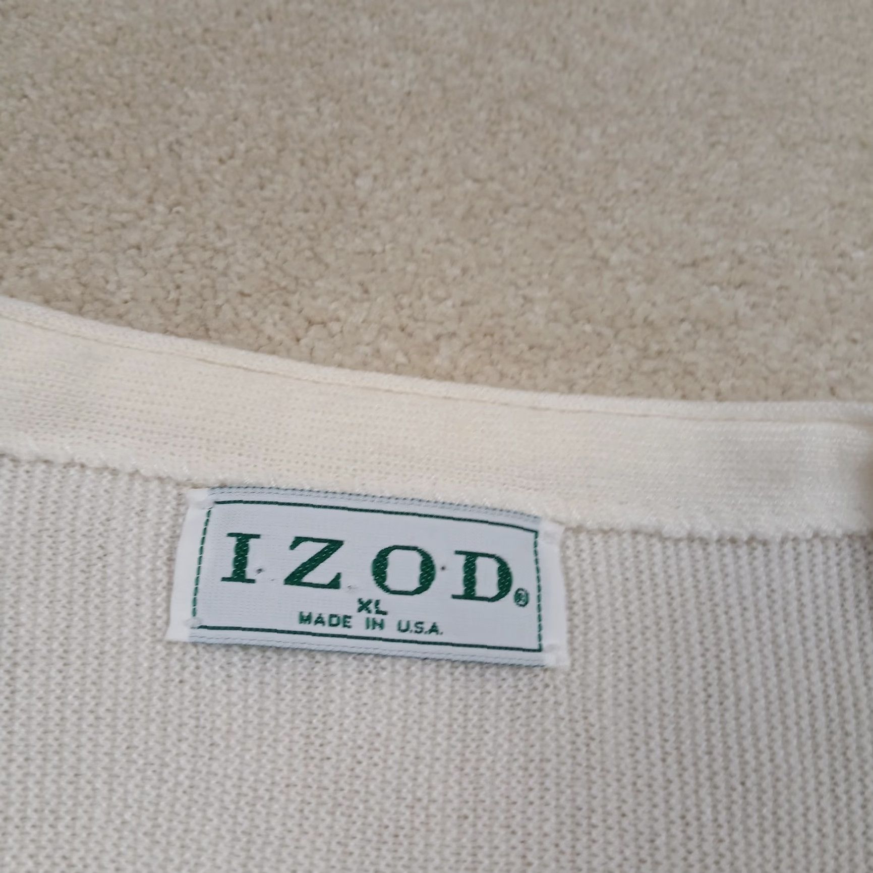 Izod VINTAGE Izod Cardigan Sweater Mens XL Extra Large White Acrylic 80s Size US XL / EU 56 / 4 - 5 Thumbnail