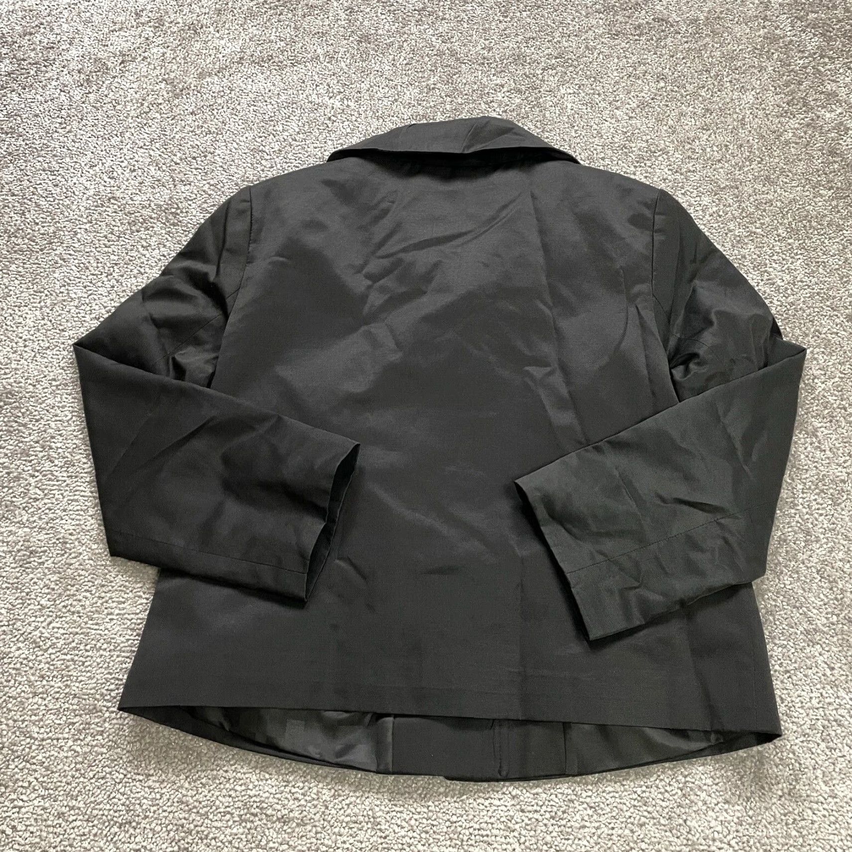 H&M H&M Blazer Coat Women 38 Black Button Down Collared Padded Shoulder Workwear Cotton Blend Canvas Short Sleeve Regular Jacket Costume? Size XS / US 0-2 / IT 36-38 - 2 Thumbnail