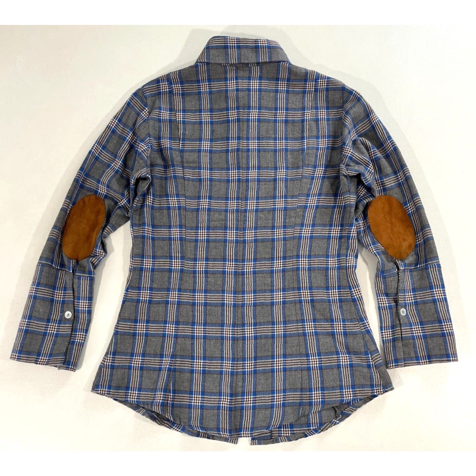 Vintage VINTAGE Bell by Alicia Bell Button-Up Flannel Shirt Plaid Gray Blue Women’s Size 6 Elbow Patches USA"} Size M / US 6-8 / IT 42-44 - 3 Thumbnail