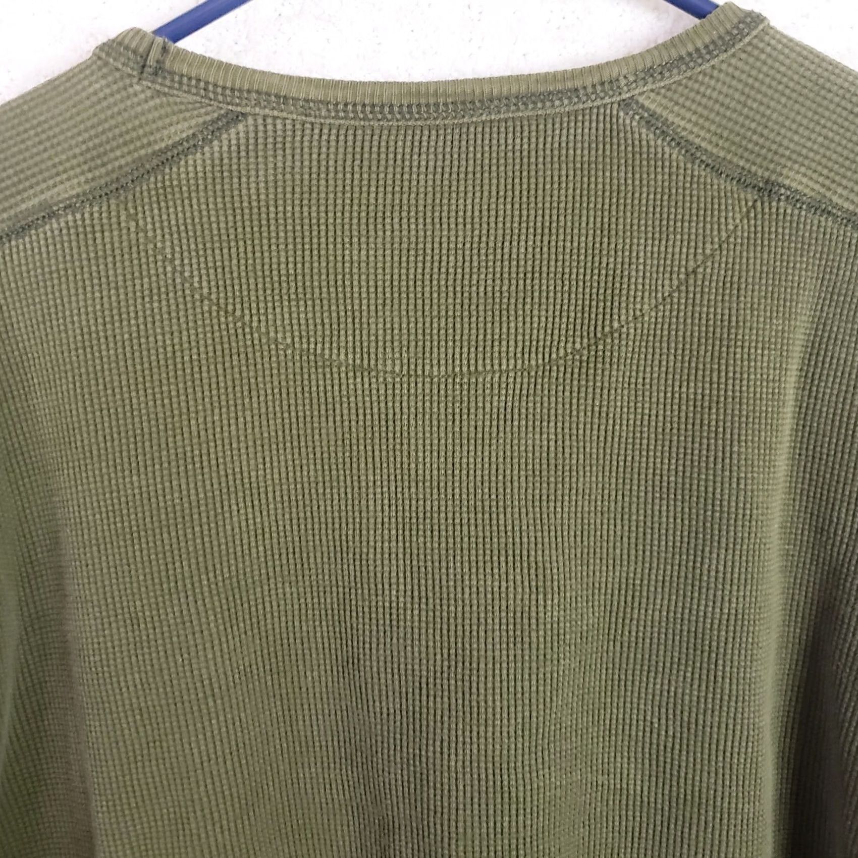 Lands' End Lands' End Shirt Men's XL Green Waffle Thermal 100% Cotton Long Sleeve Crew Neck Knit Slim College Outdoor T-Shirt Mens Size US XL / EU 56 / 4 - 7 Thumbnail